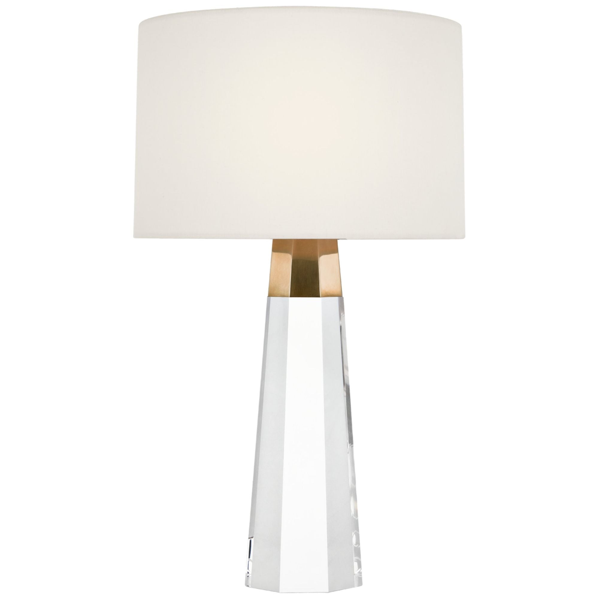 AERIN Olsen 15" Cordless Accent Lamp in Crystal and Hand-Rubbed Antique Brass with Linen Shade Table Lamp W9.5" x H15"