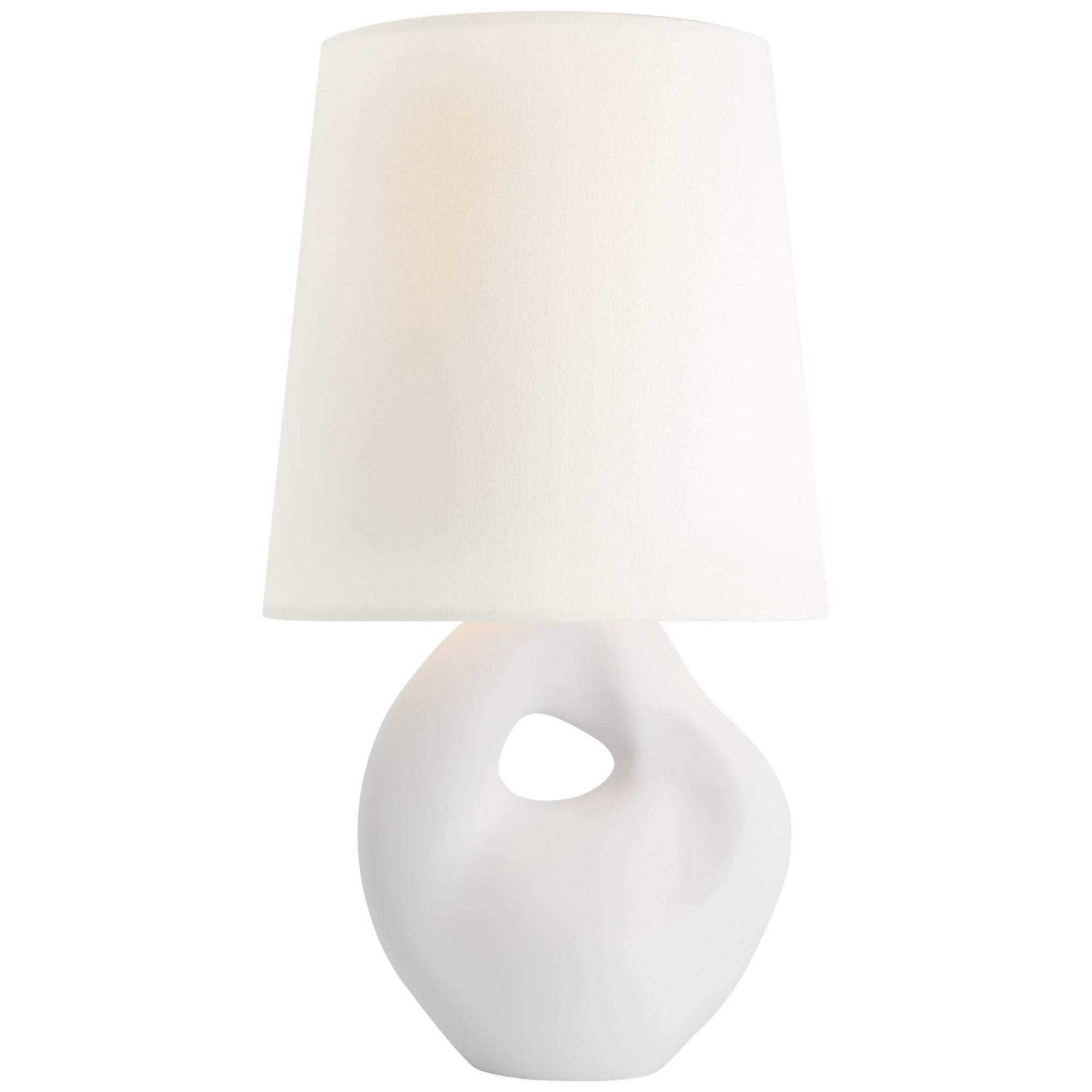 AERIN Adria 16" Table Lamp in Plaster White with Linen Shade W9" x H16"