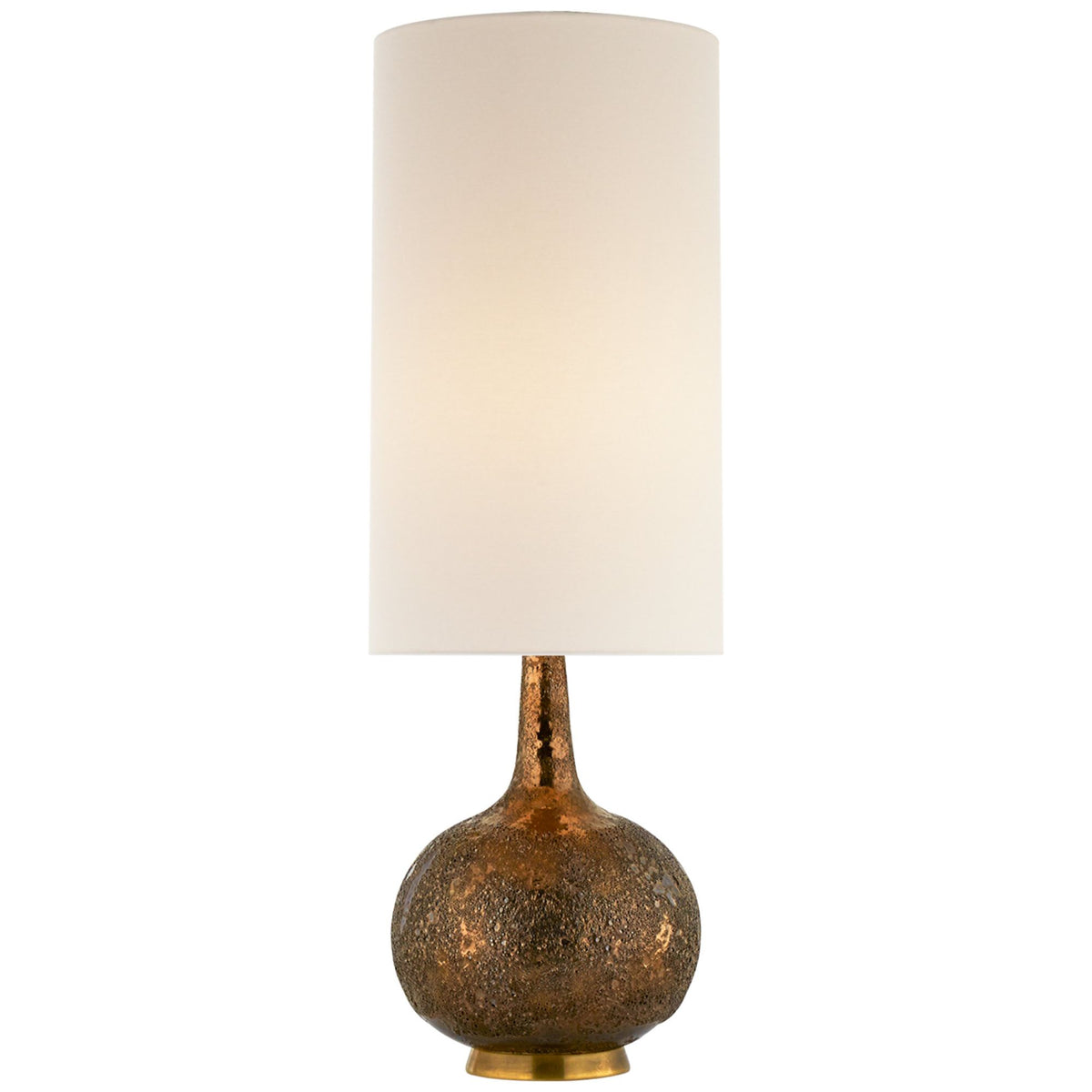AERIN Hunlen Cordless Table Lamp in Burnt Gold with Linen Shade W8.5" x H25.25"