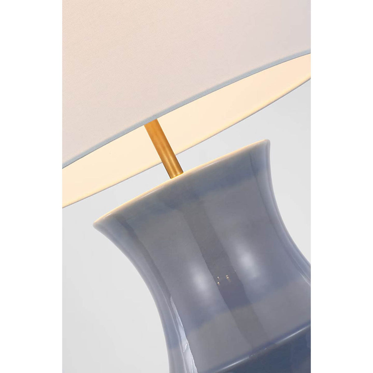 AERIN Marella Medium Table Lamp in Polar Blue Crackle with Linen Shade W17.5" x H33"