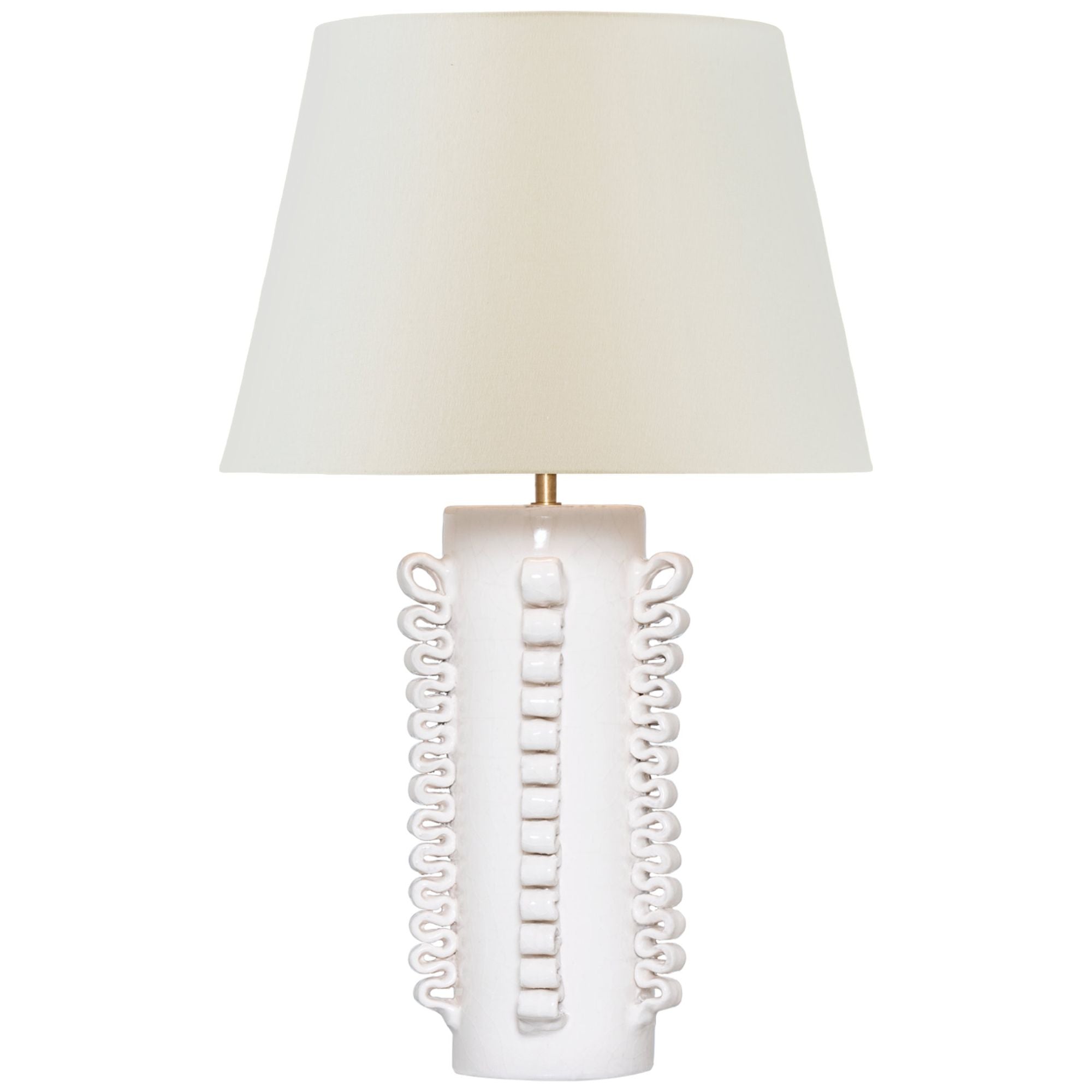 AERIN Amandine 25" Table Lamp in Glossy White Crackle with Linen Shade W15" x H24.75"
