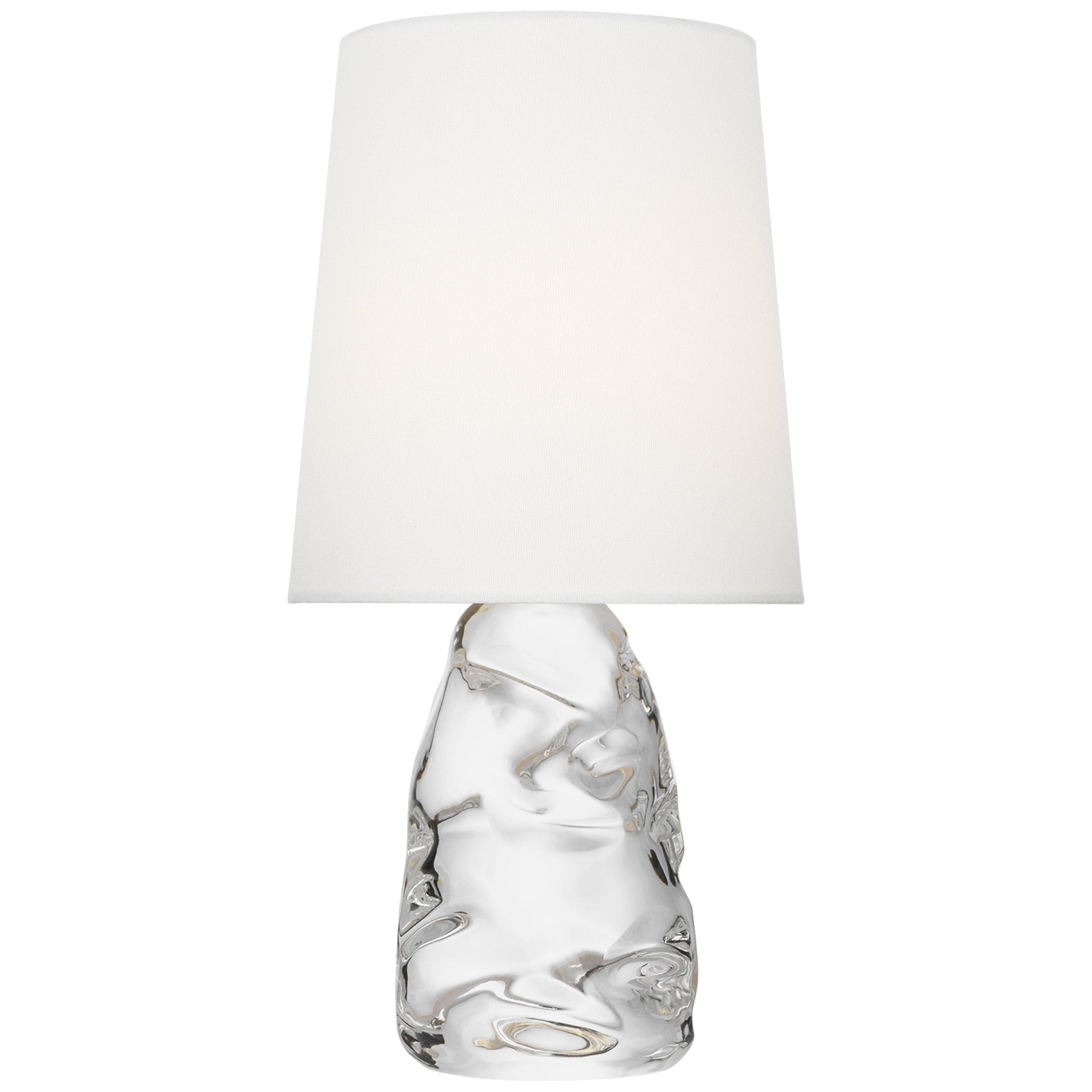 AERIN Lupin 16" Cordless Accent Lamp in Clear Glass with Linen Shade Table Lamp W8" x H16"
