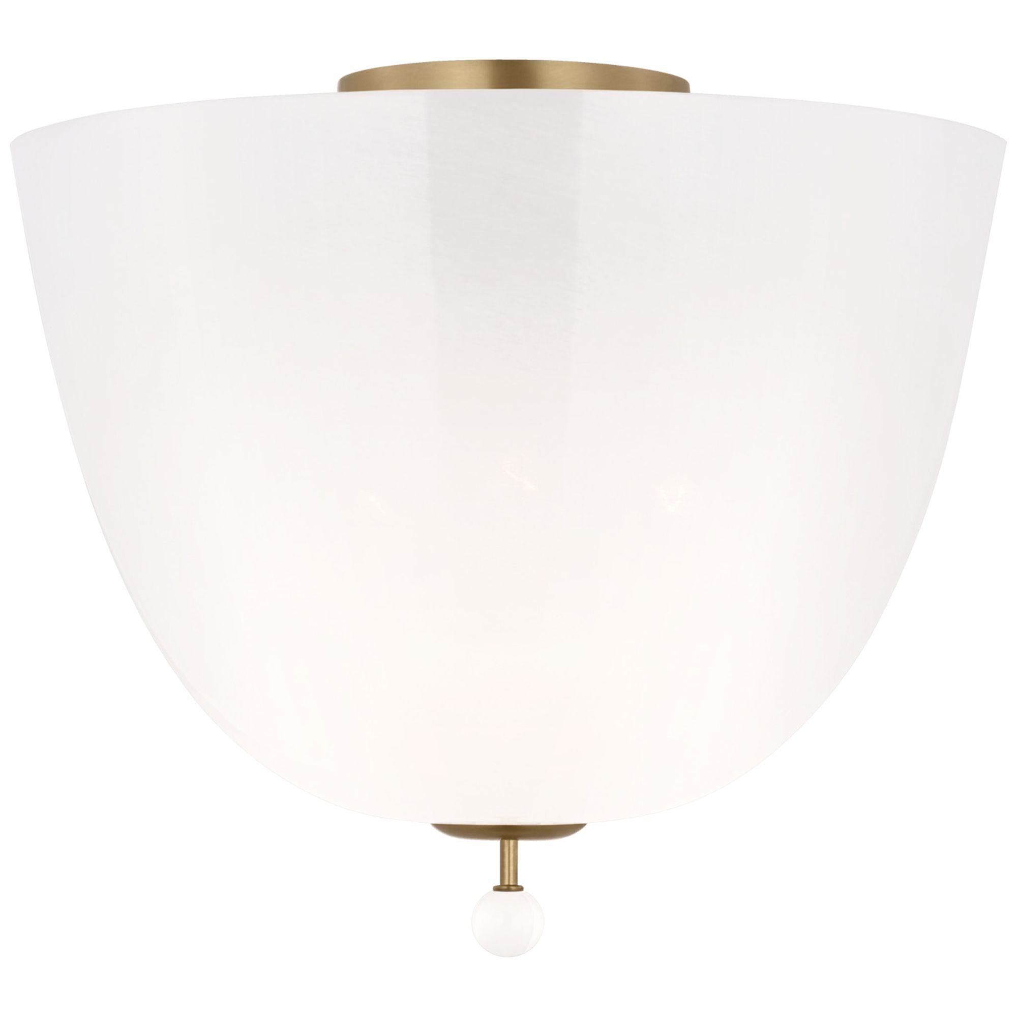AERIN Brisa 14" Semi-Flush Mount in Hand-Rubbed Antique Brass with White Strie Glass Ceiling Light W14" x H12.5"