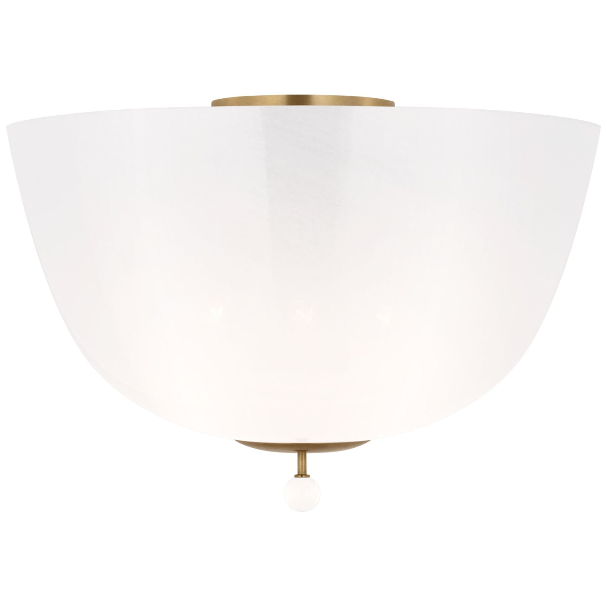AERIN Brisa 16" Semi-Flush Mount in Hand-Rubbed Antique Brass with White Strie Glass Ceiling Light W16" x H11.25"