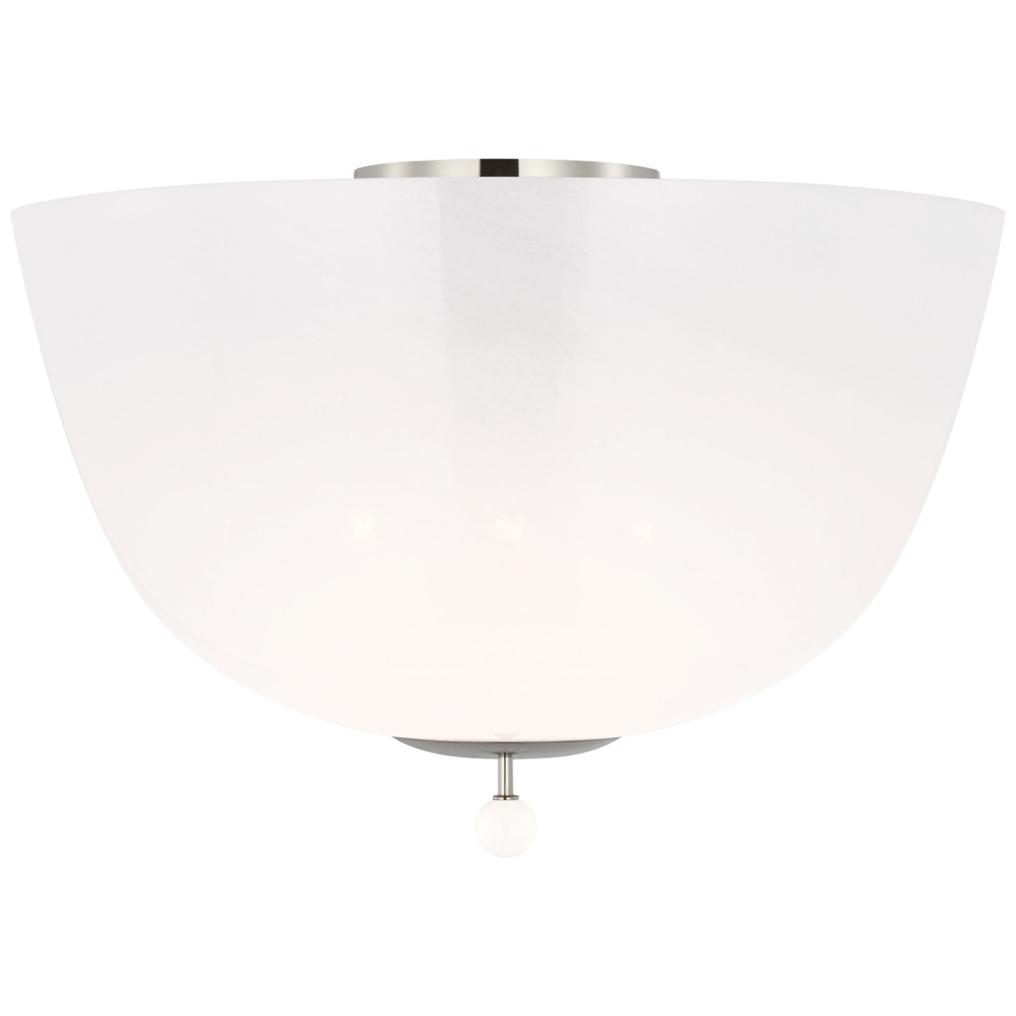 AERIN Brisa 16" Semi-Flush Mount in Polished Nickel with White Strie Glass Ceiling Light W16" x H11.25"