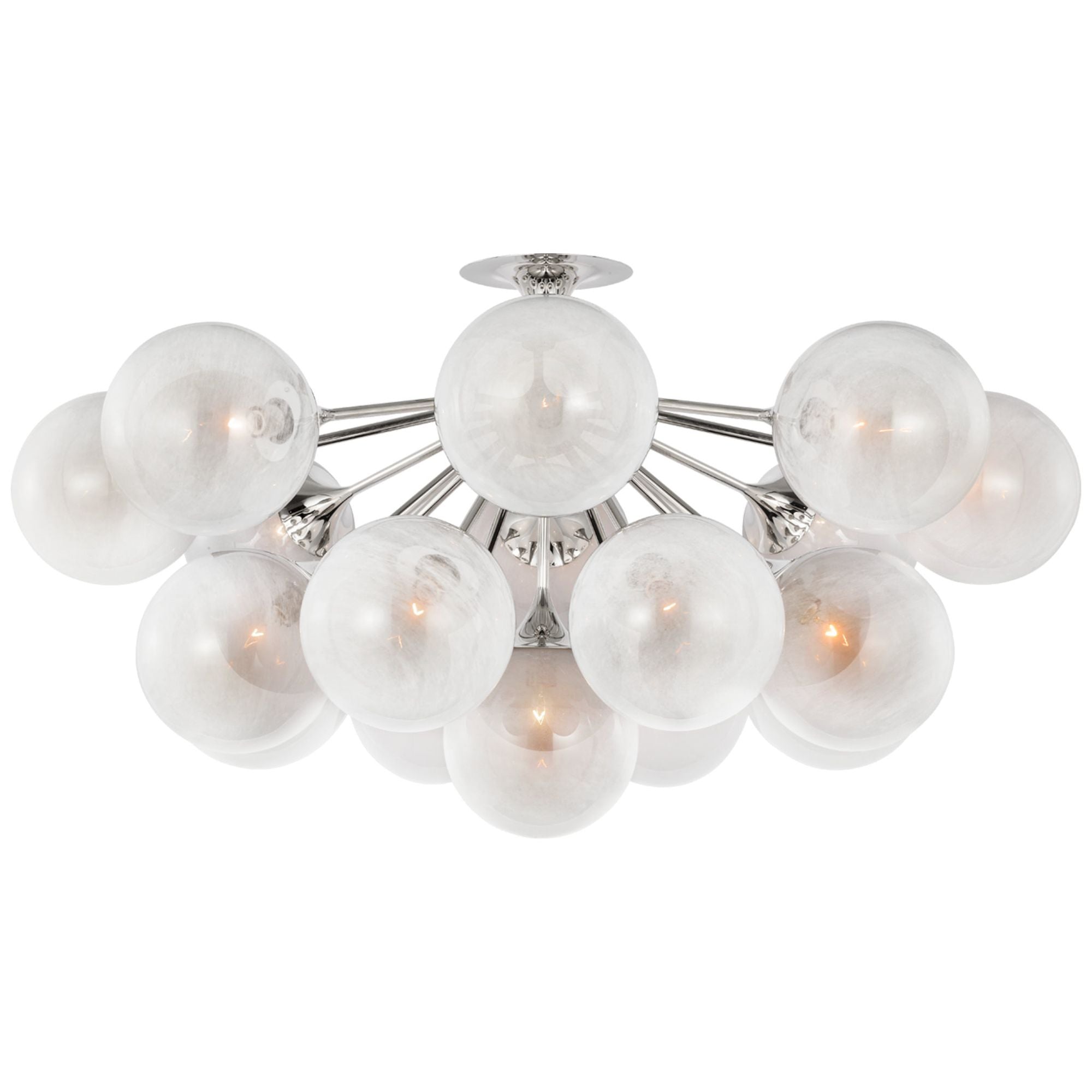 AERIN Cristol 43" Flush Mount in Polished Nickel with White Strie Glass Ceiling Light W43.25" x H22.75"