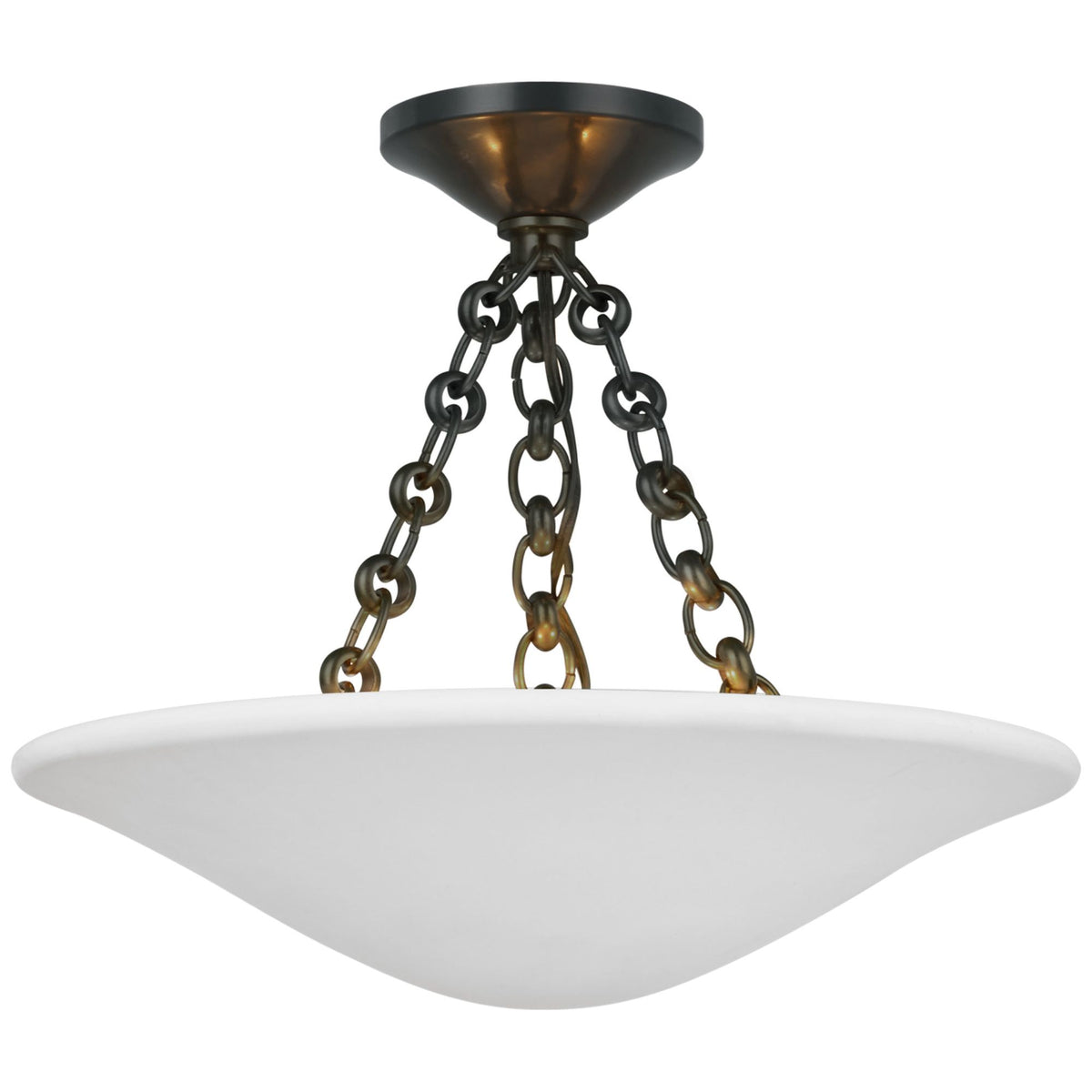 AERIN Mollino 16" Semi Flush Mount in Bronze with Plaster White Shade W16" x H13"