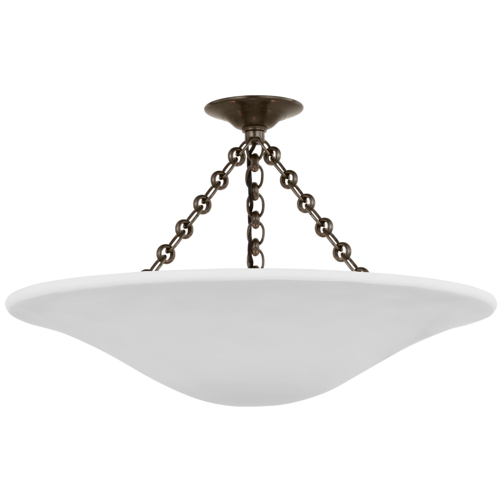 AERIN Mollino 24" Semi-Flush Mount in Bronze with Plaster White Shade Ceiling Light W24" x H14.75"