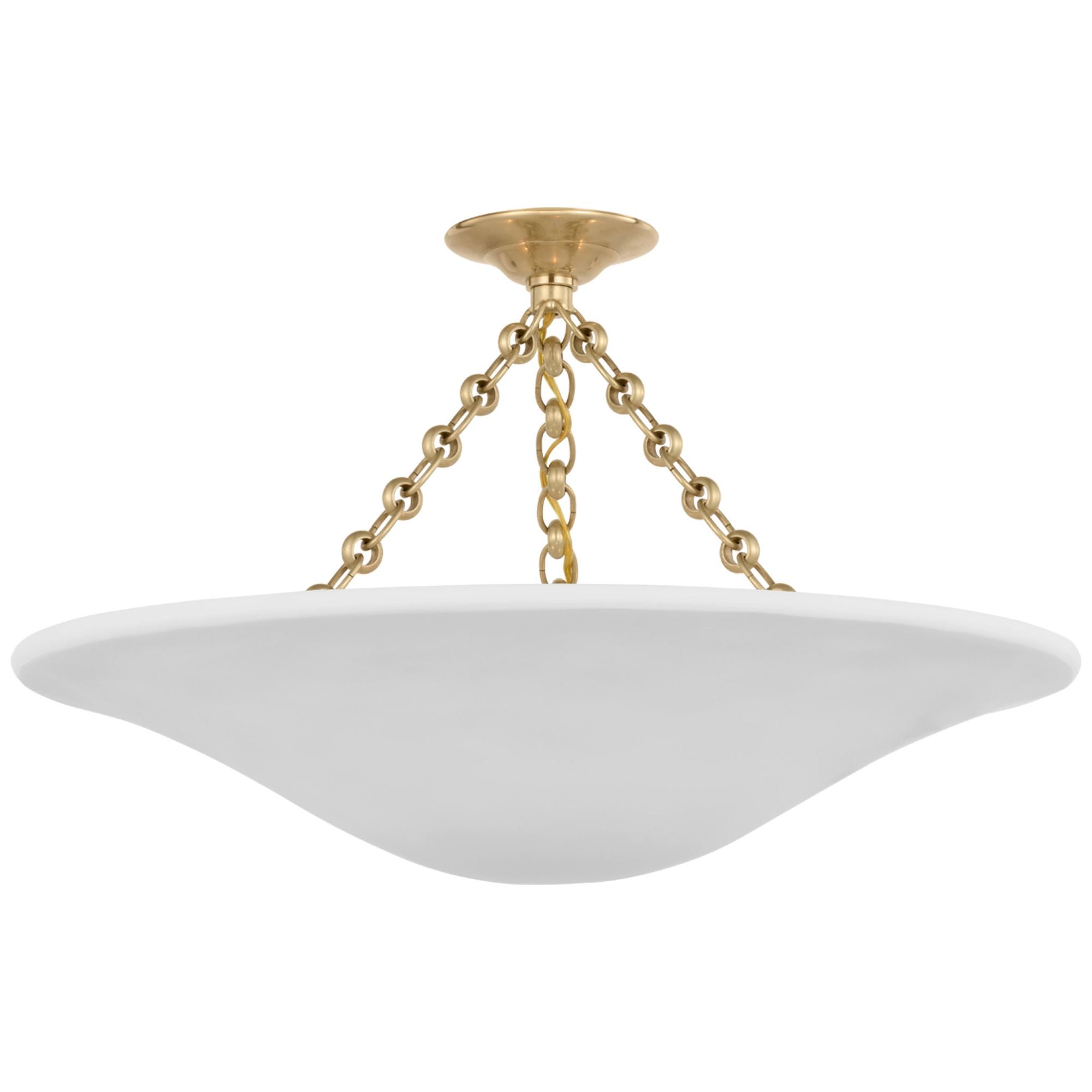 AERIN Mollino 24" Semi-Flush Mount in Hand-Rubbed Antique Brass with Plaster White Shade Ceiling Light W24" x H14.75"