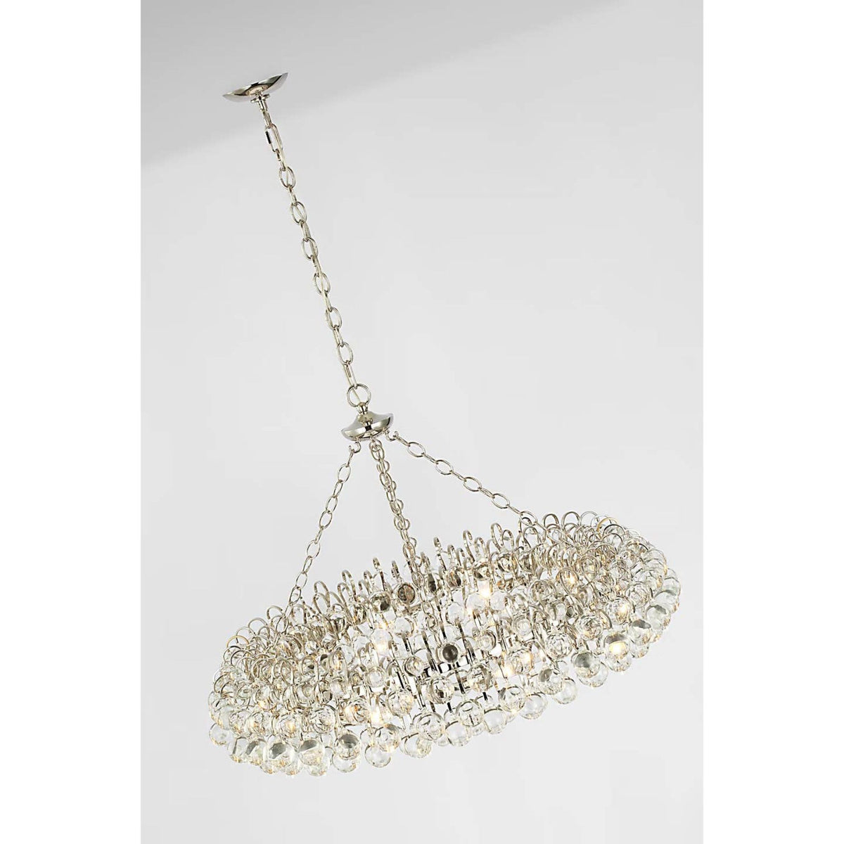 AERIN Bellvale Large Ring Chandelier in Polished Nickel with Crystal W36.5" x H22.25"