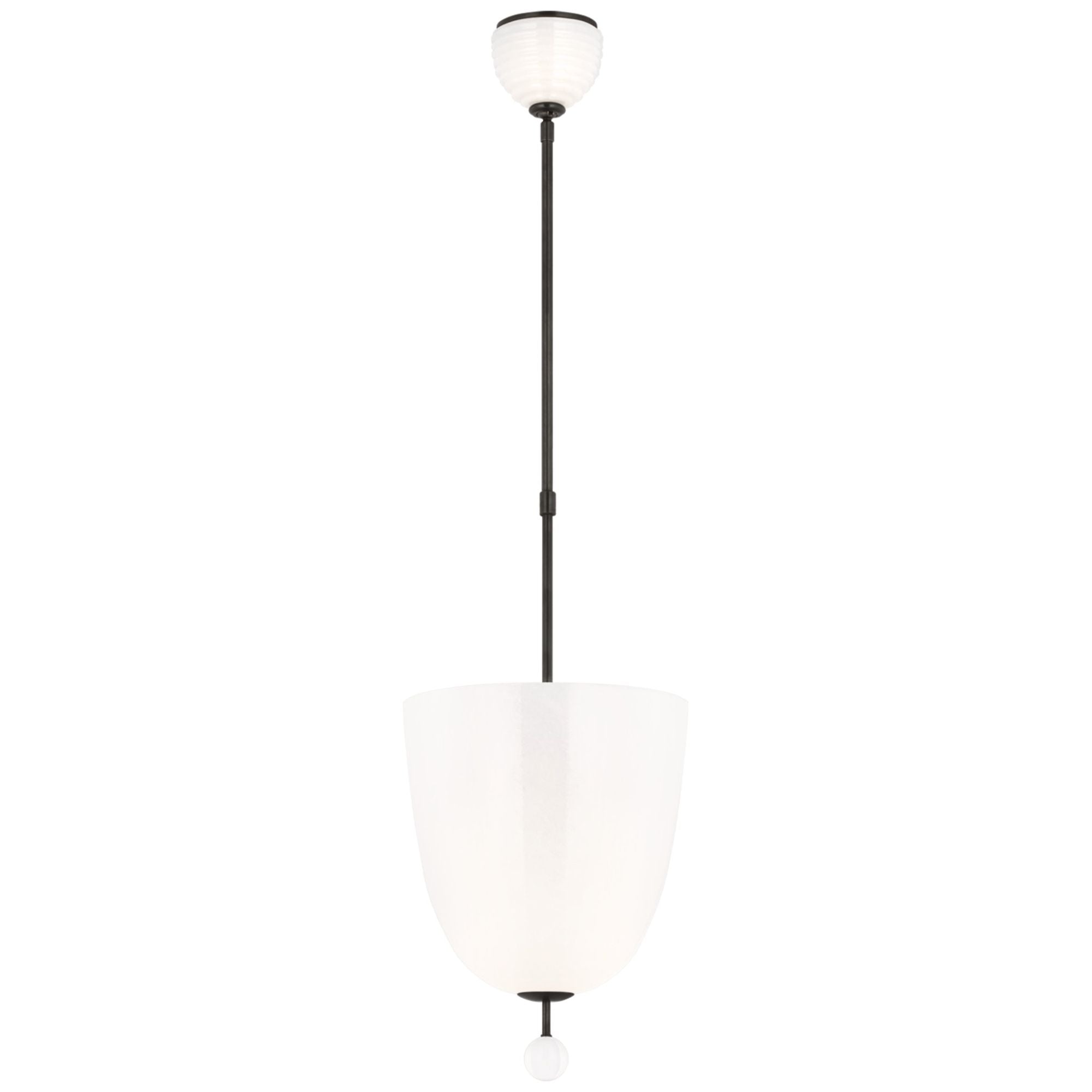 AERIN Brisa 13" Uplight Pendant in Bronze with White Strie Glass Ceiling Light W12.75"