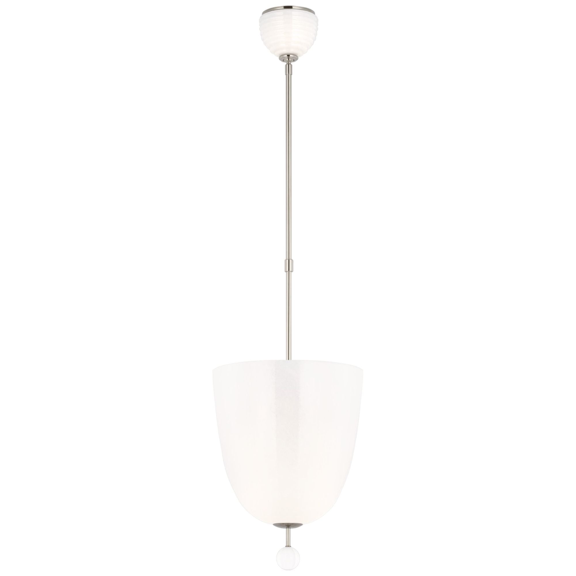 AERIN Brisa 13" Uplight Pendant in Polished Nickel with White Strie Glass Ceiling Light W12.75"