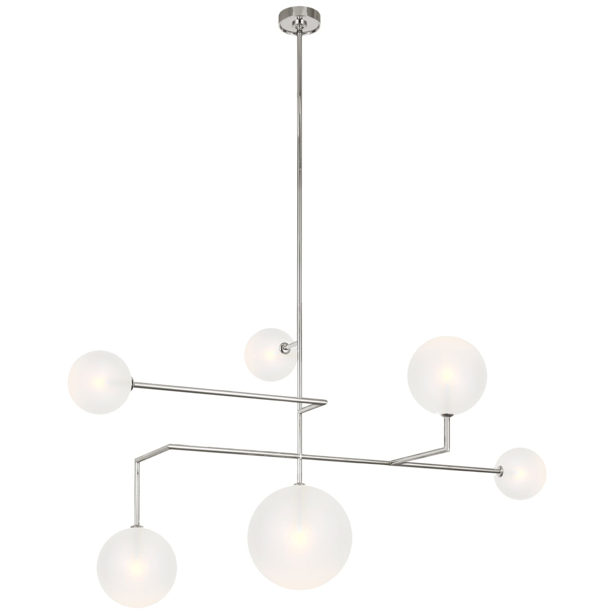 AERIN Linnea 59" Chandelier in Polished Nickel with Soft Etched Glass Ceiling Light W58.75"