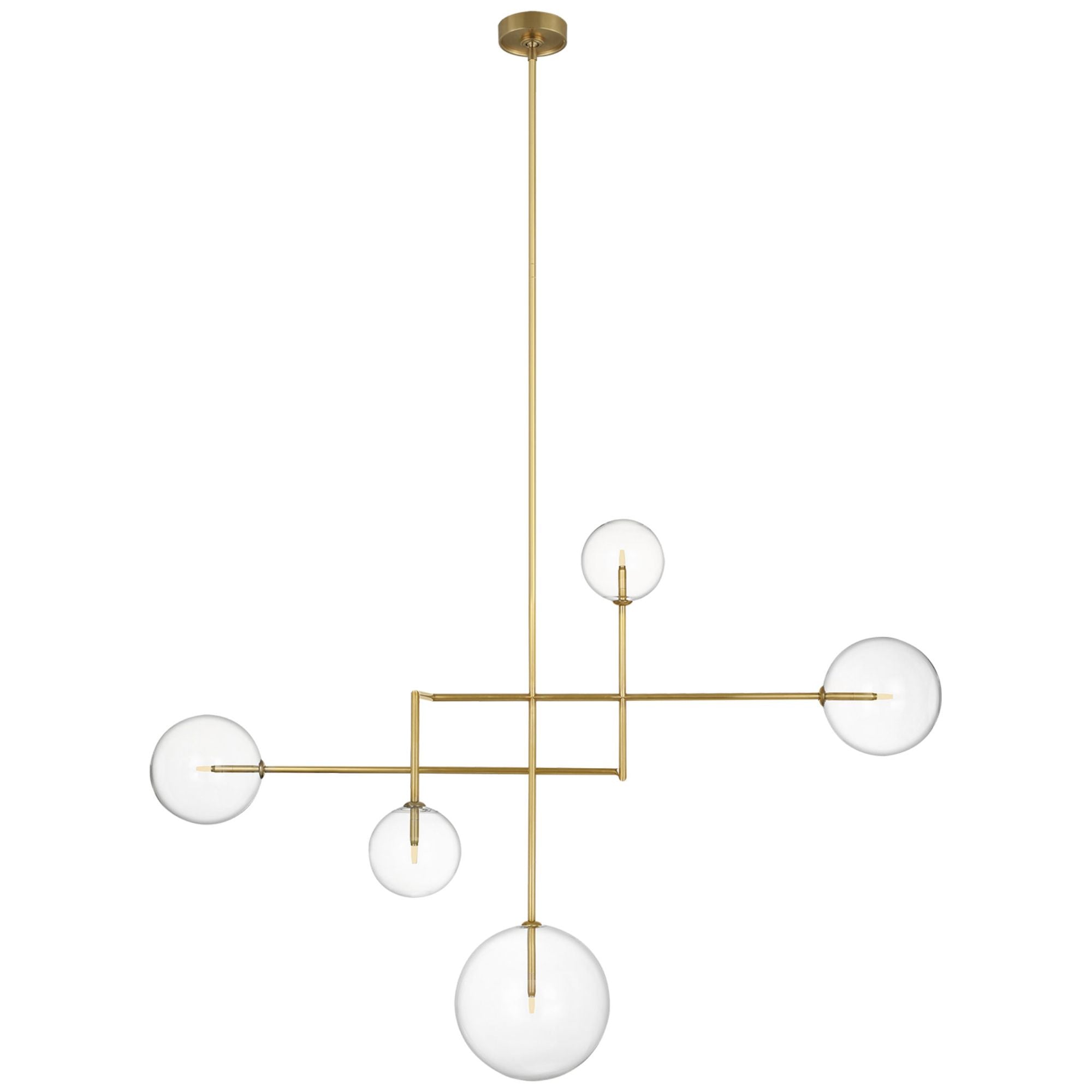 AERIN Linnea 57" Chandelier in Hand-Rubbed Antique Brass with Clear Glass Ceiling Light W56.5"