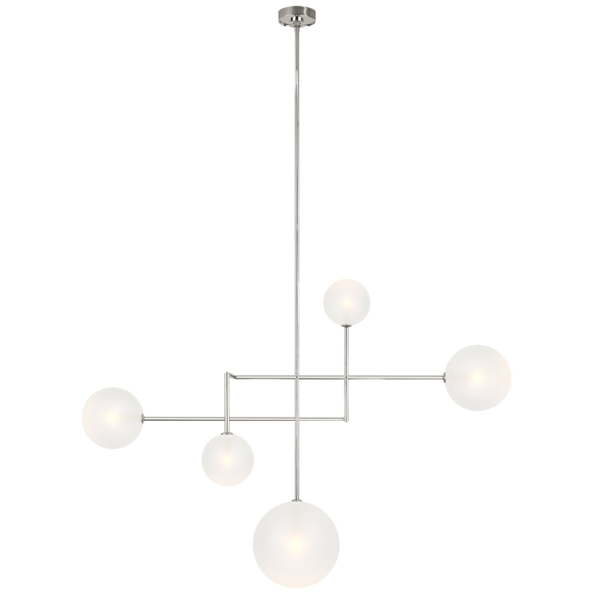 AERIN Linnea 57" Chandelier in Polished Nickel with Soft Etched Glass Ceiling Light W56.5"