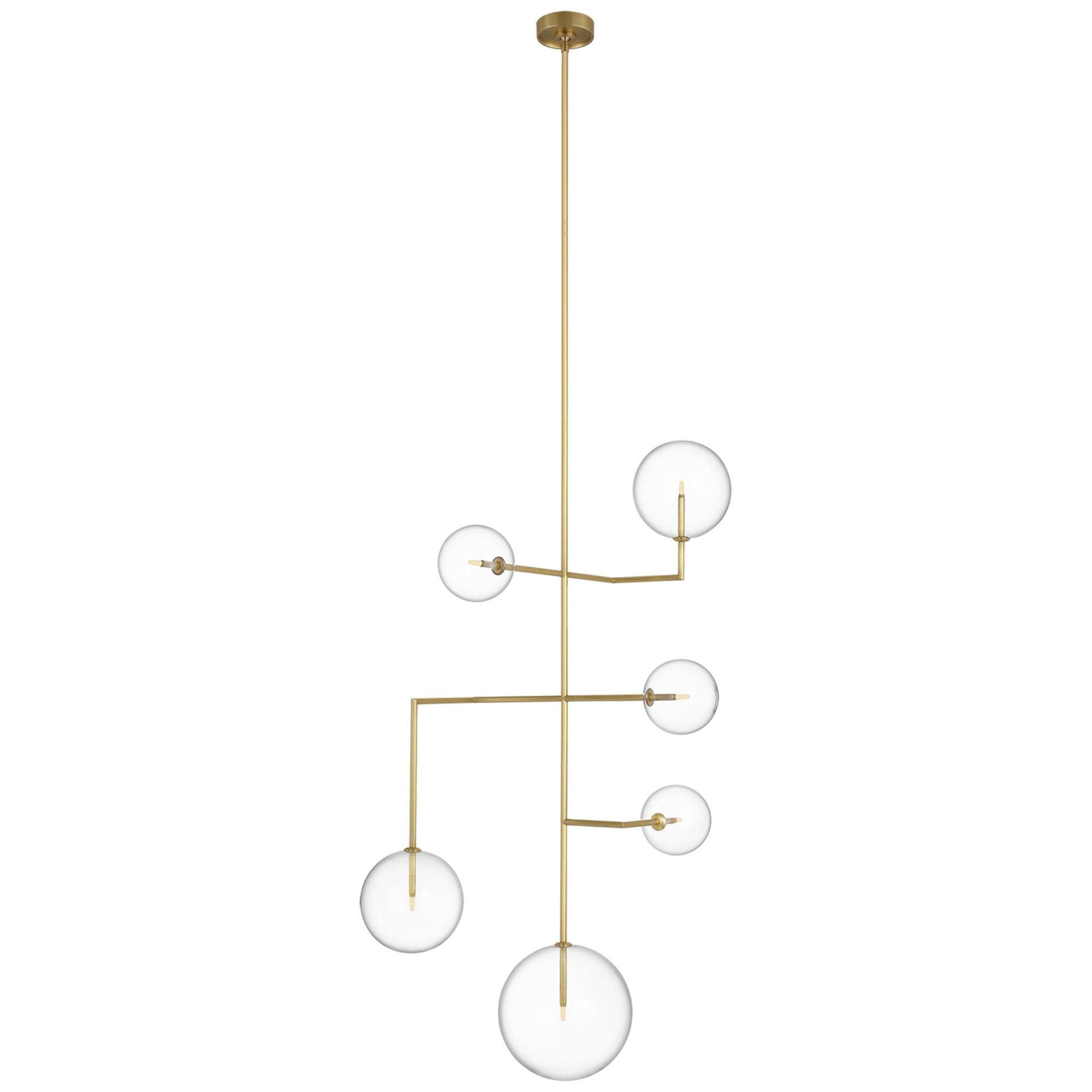 AERIN Linnea 26" Entry Chandelier in Hand-Rubbed Antique Brass with Clear Glass Ceiling Light W27.5"