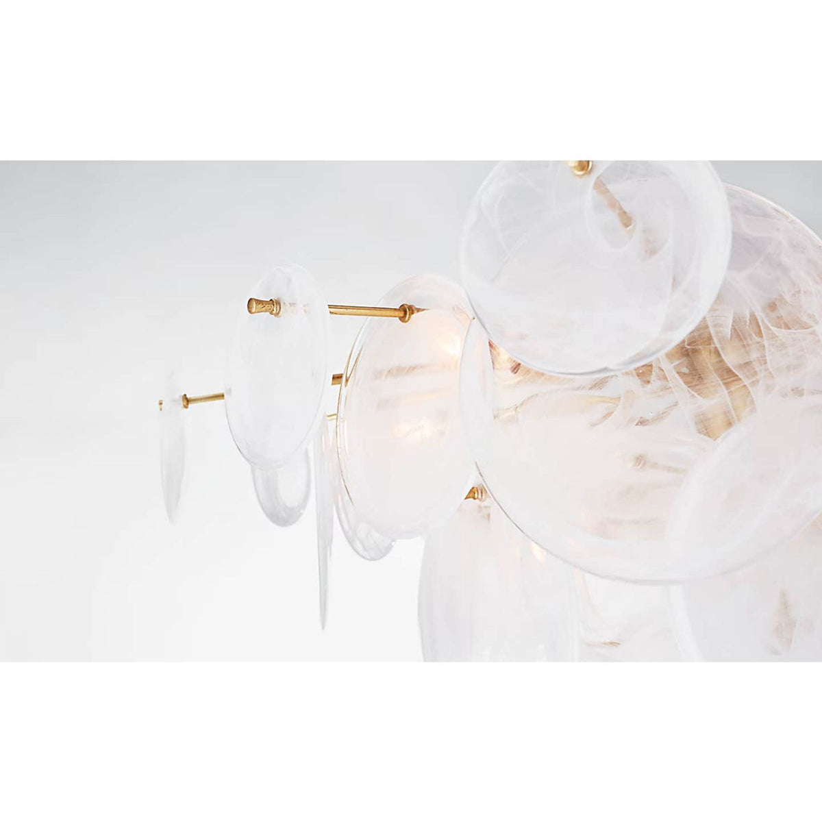 AERIN Loire Large Chandelier in Gild with White Strie Glass W37.25"
