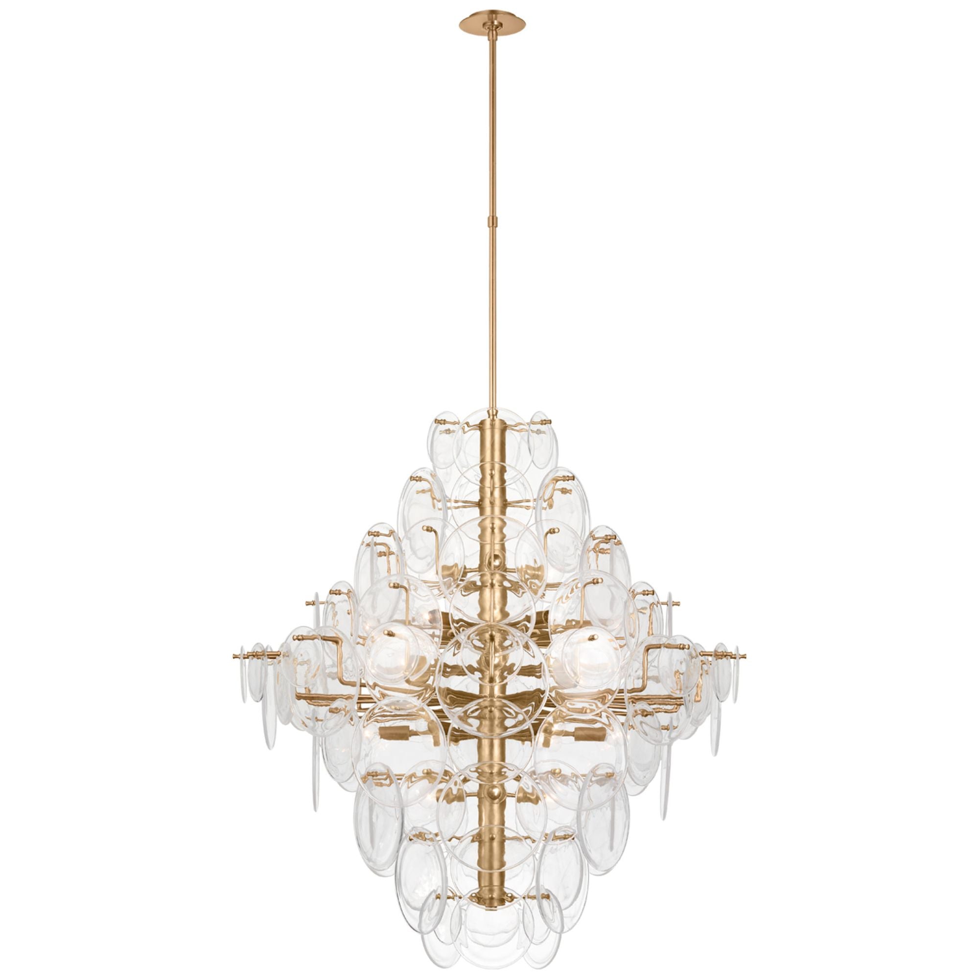 AERIN Loire 44" Grande Entry Chandelier in Gild with Clear Strie Glass Ceiling Light W44"