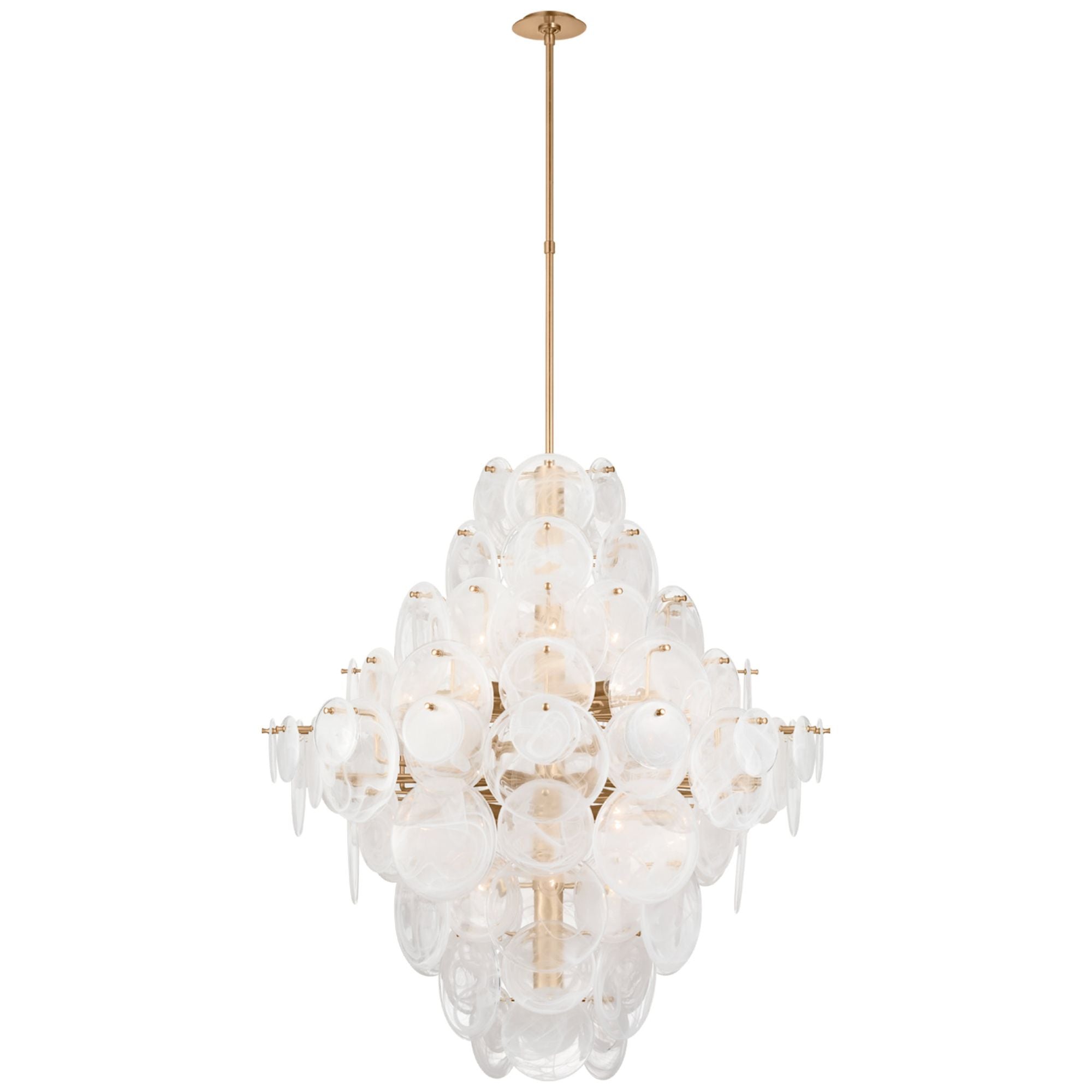 AERIN Loire 44" Grande Entry Chandelier in Gild with White Strie Glass Ceiling Light W44"