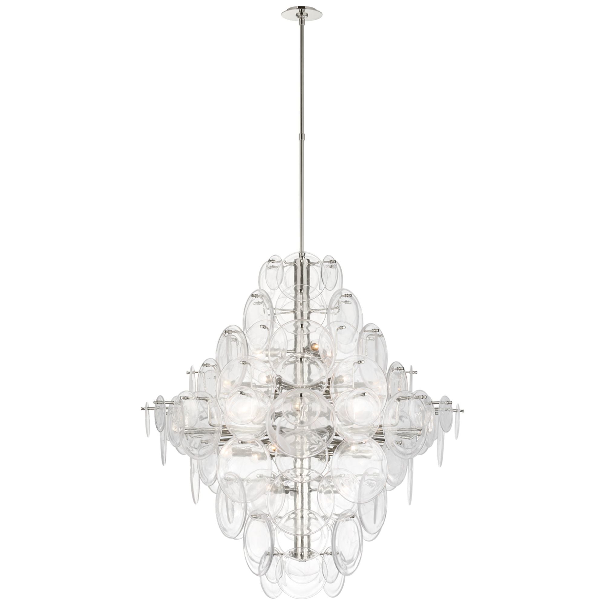 AERIN Loire 44" Grande Entry Chandelier in Polished Nickel with Clear Strie Glass Ceiling Light W44"