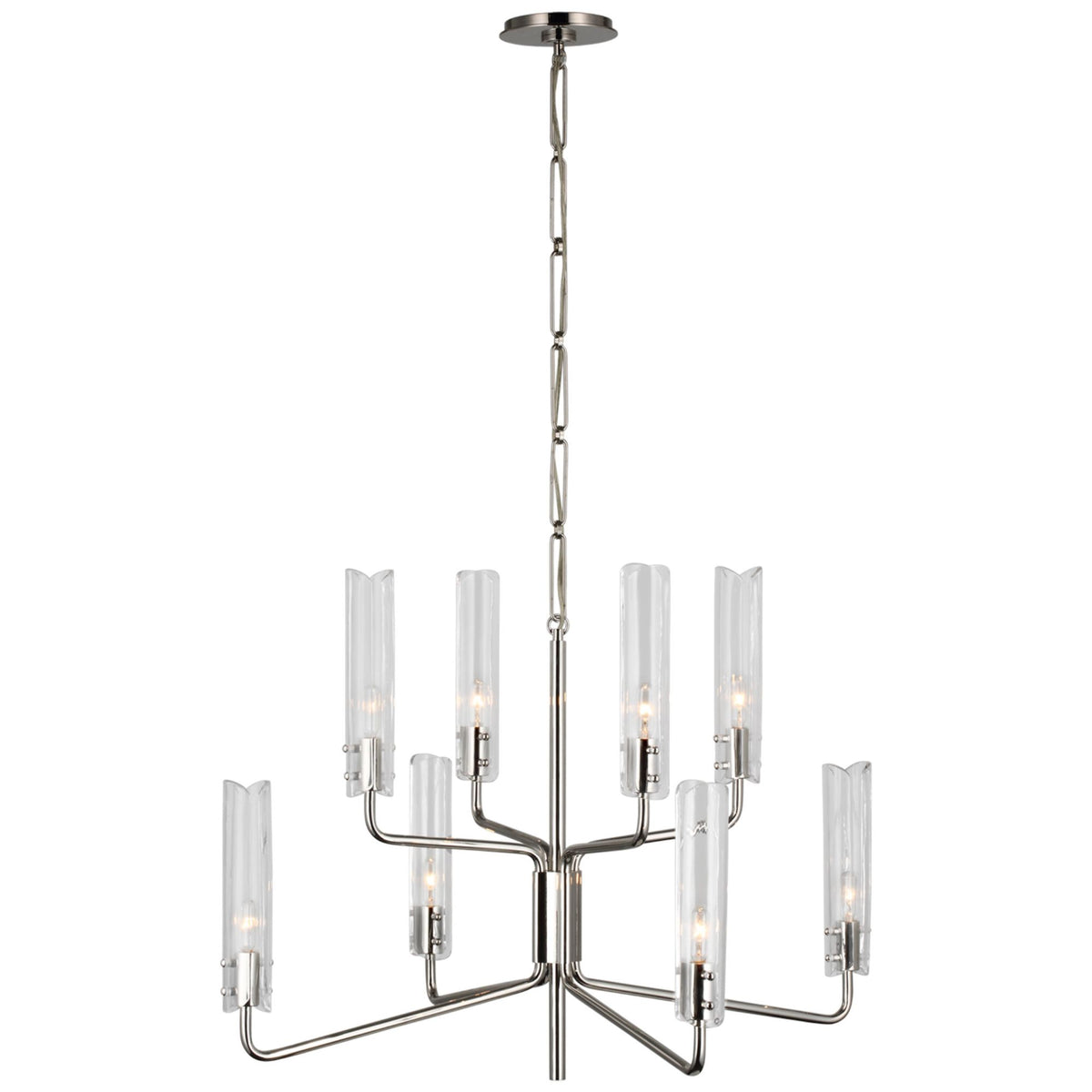 AERIN Casoria Medium Two-Tier Chandelier in Polished Nickel with Clear Glass W32.25" x H22.75"