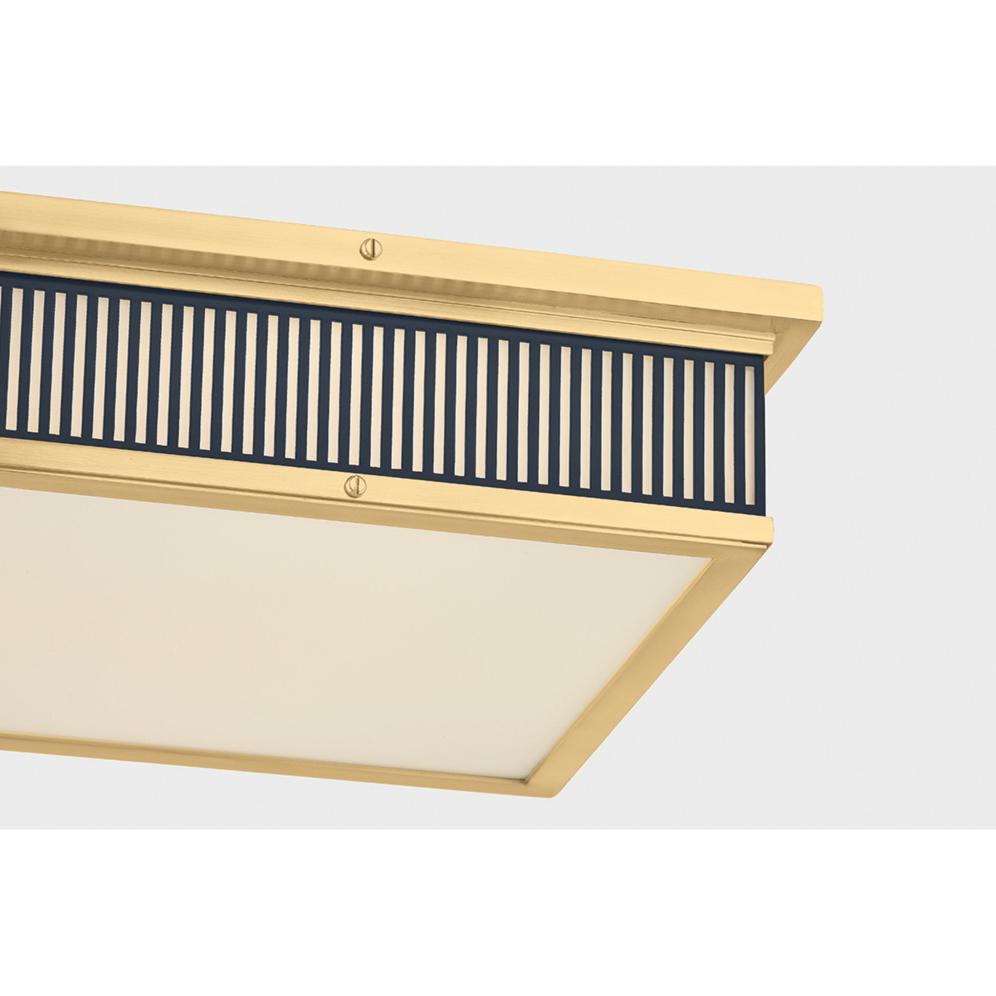 Ashdown 1-Light Flush Mount in Aged Brass by Mark D. Sikes 14L x 14W x 4H (Darkest Blue)