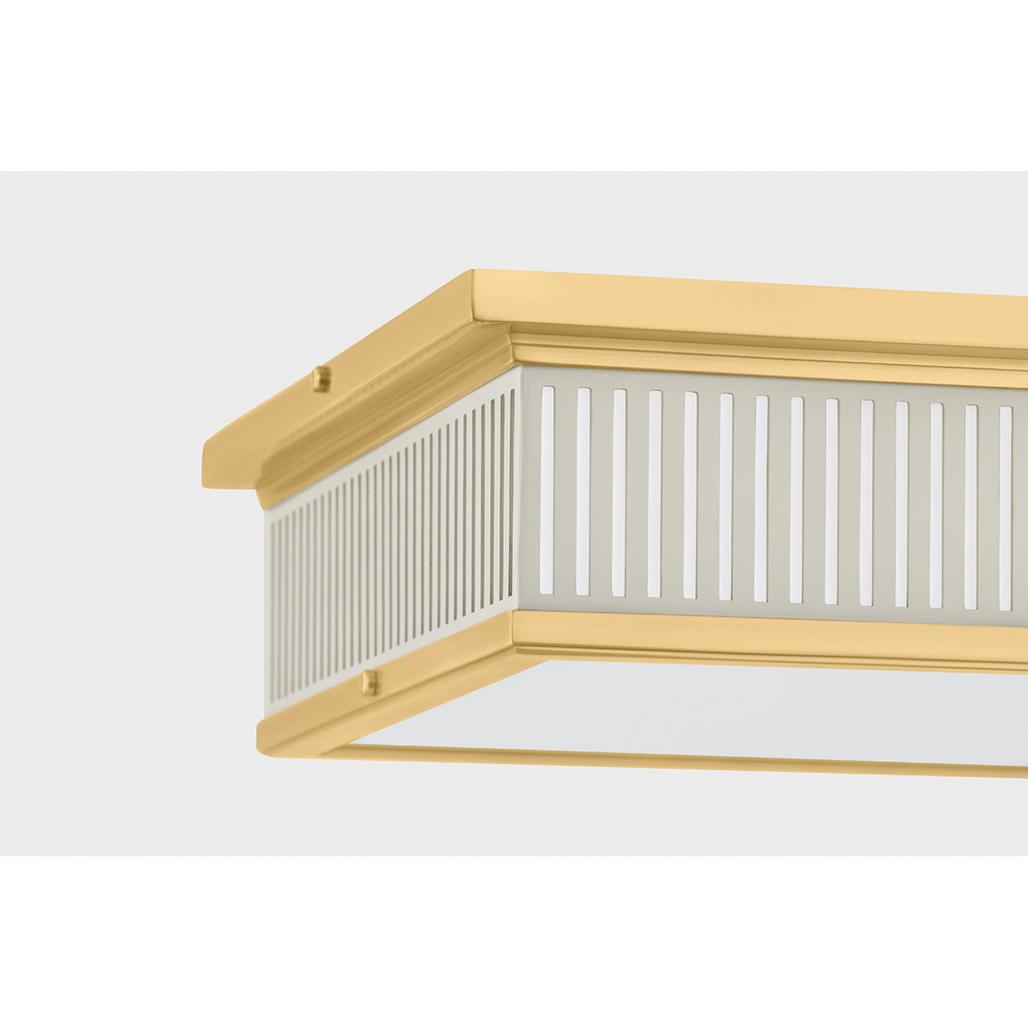 Ashdown 1-Light Flush Mount in Aged Brass by Mark D. Sikes 14L x 14W x 4H (Off-White)