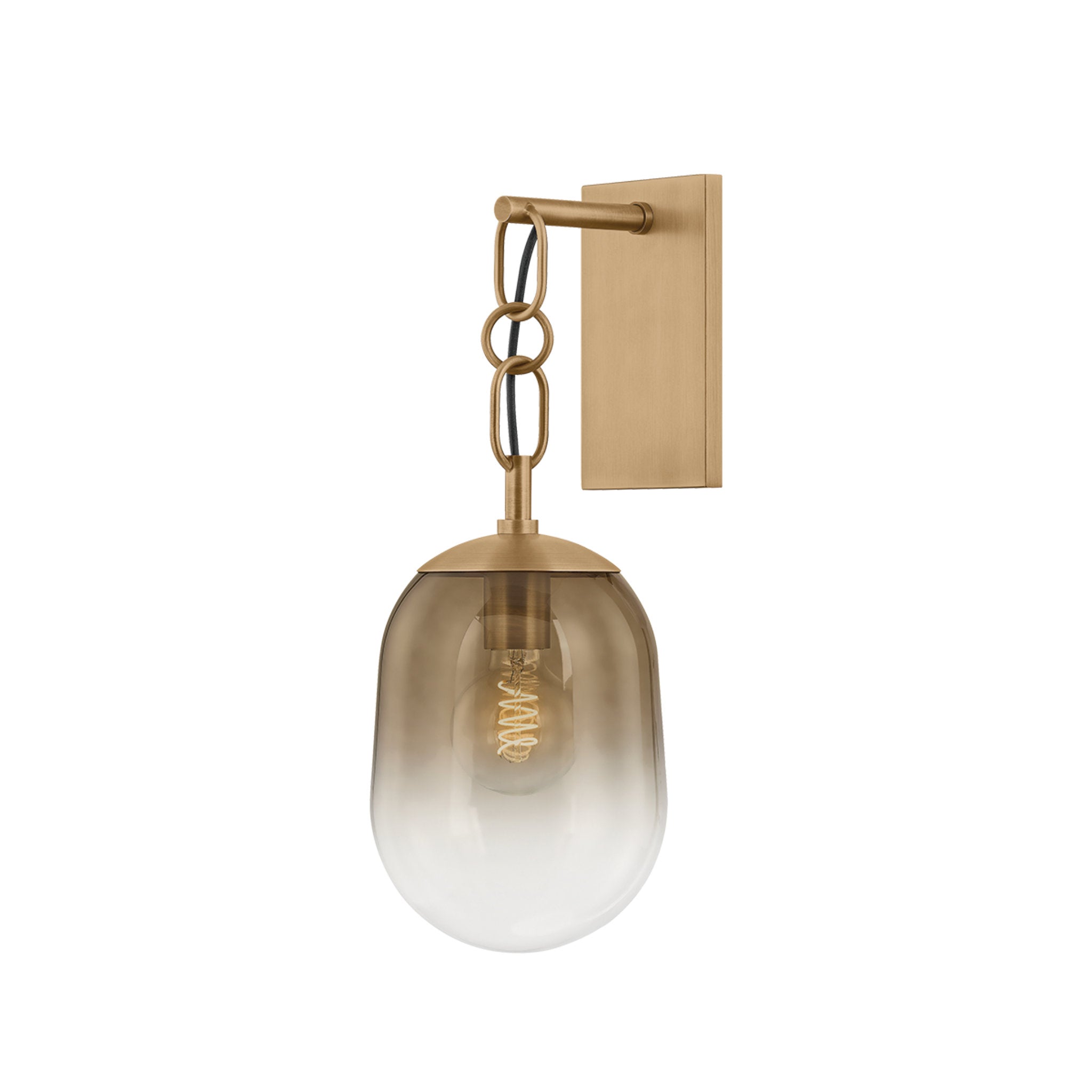 Harvey 1-Light Wall Sconce in Patina Brass 7W x 18.5H