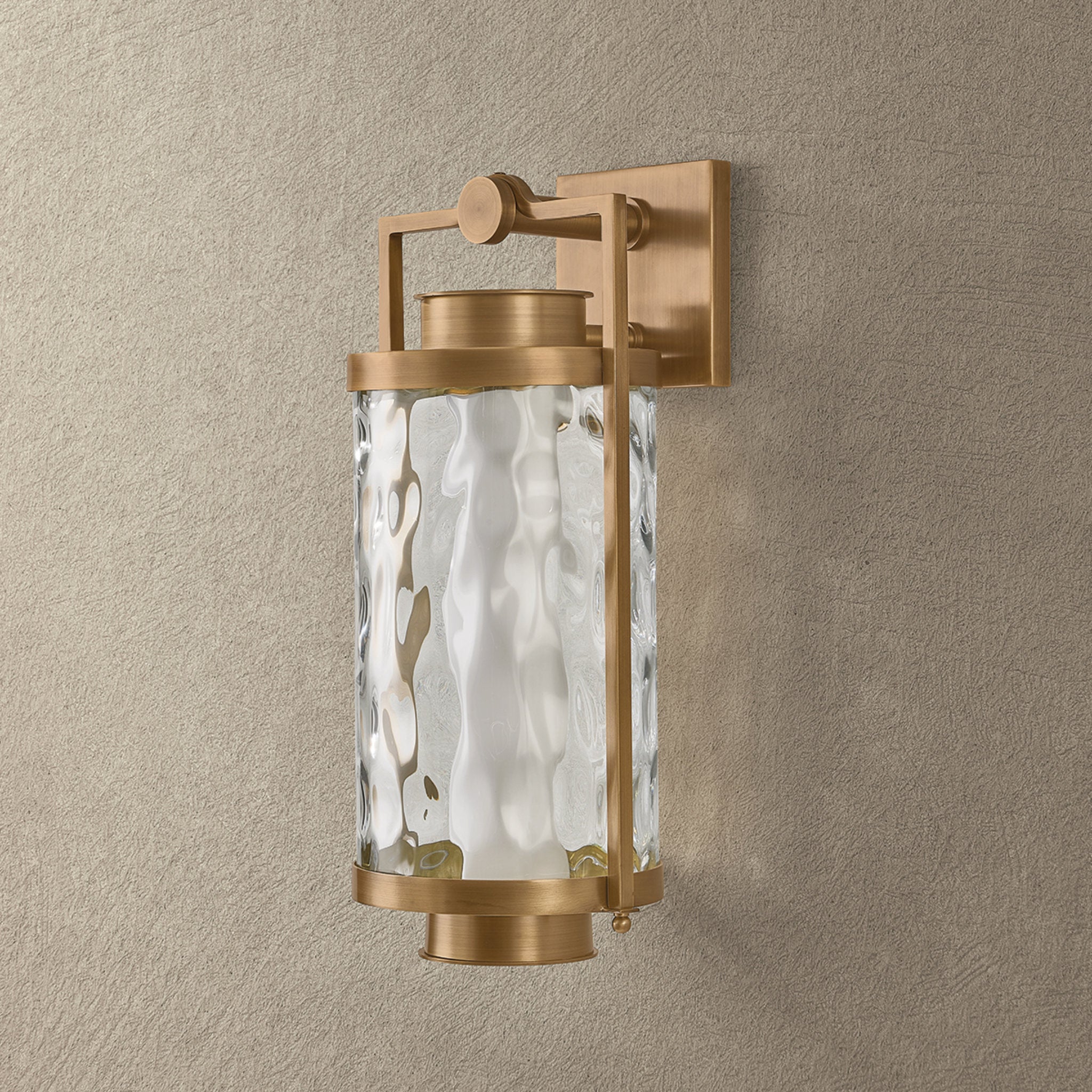 Haddock 1-Light Exterior Wall Sconce in Patina Brass 7.75W x 17H