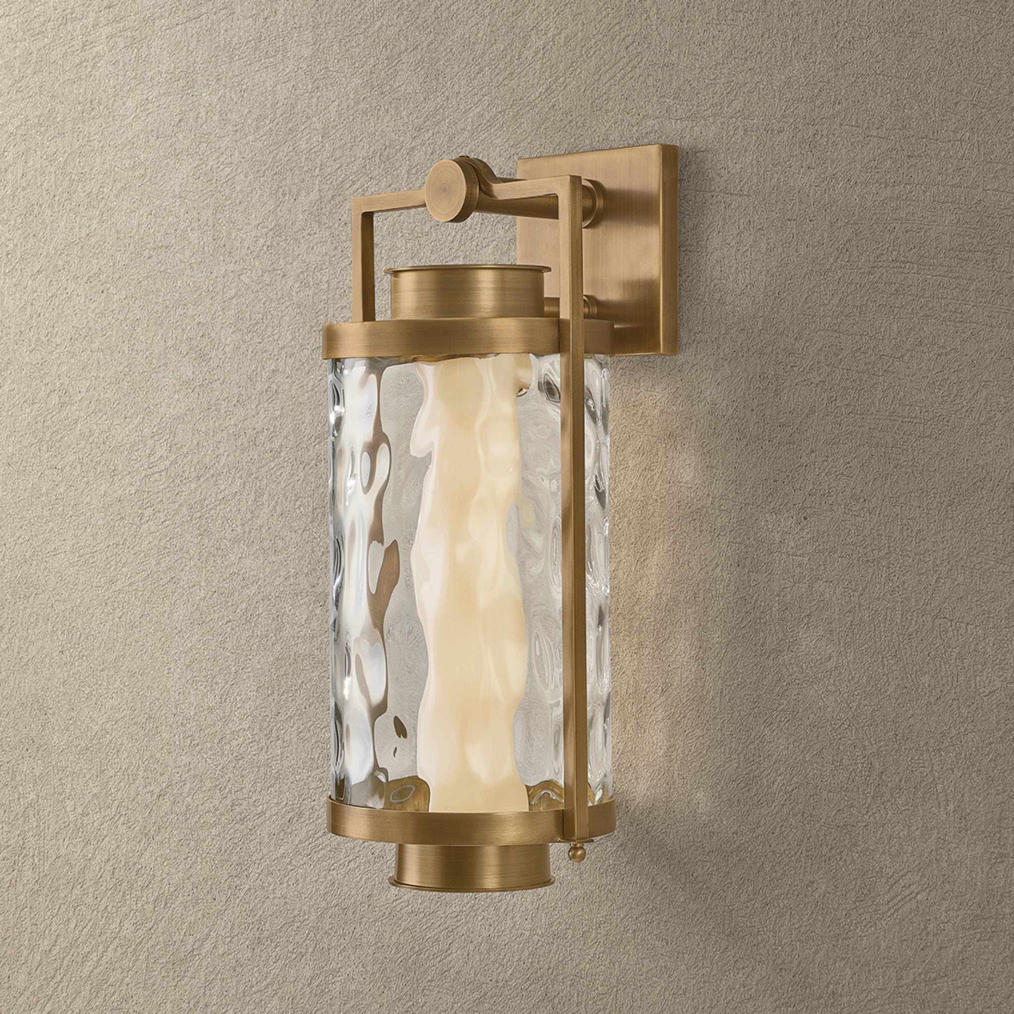 Haddock 1-Light Exterior Wall Sconce in Patina Brass 7.75W x 17H