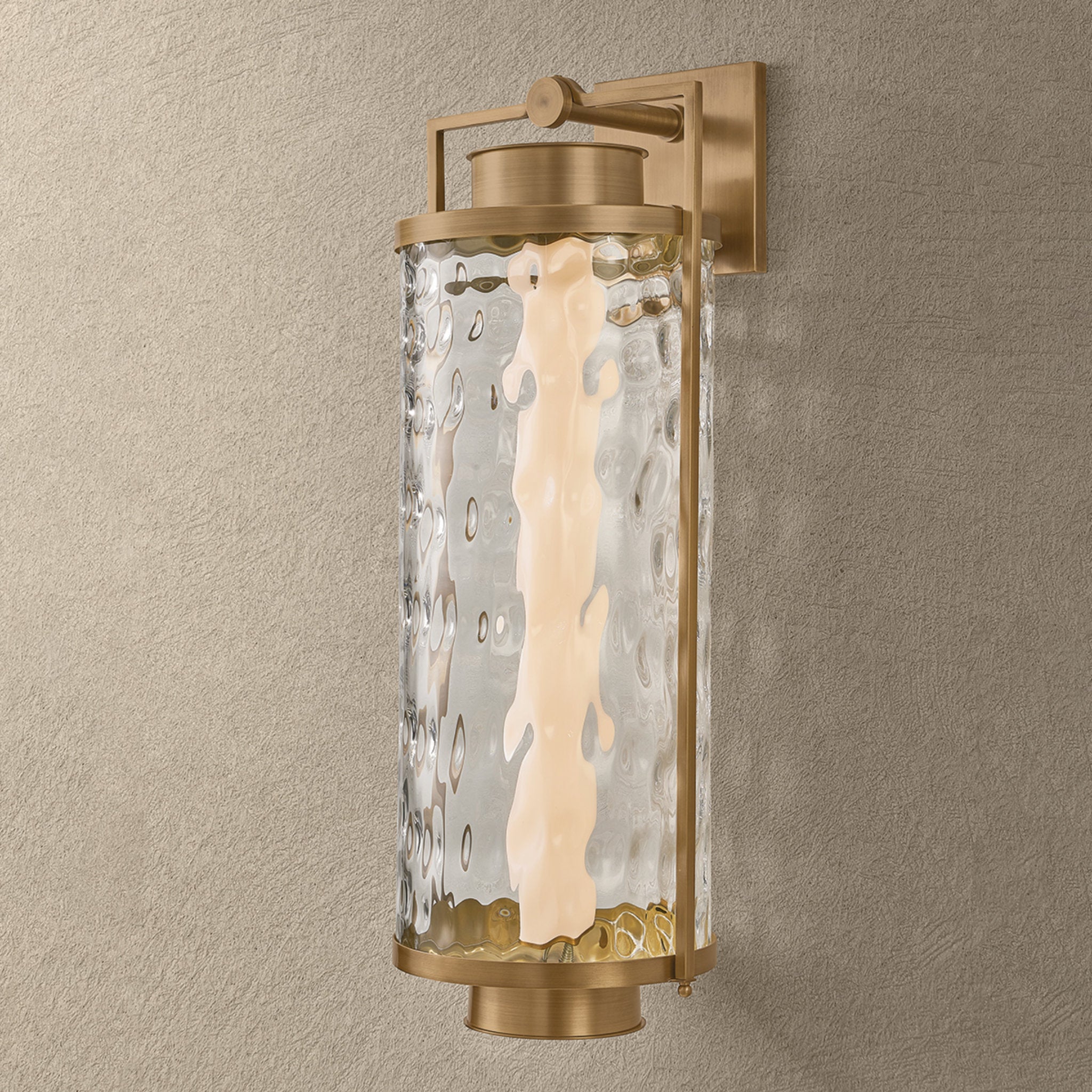 Haddock 1-Light Exterior Wall Sconce in Patina Brass 10.5W x 28H