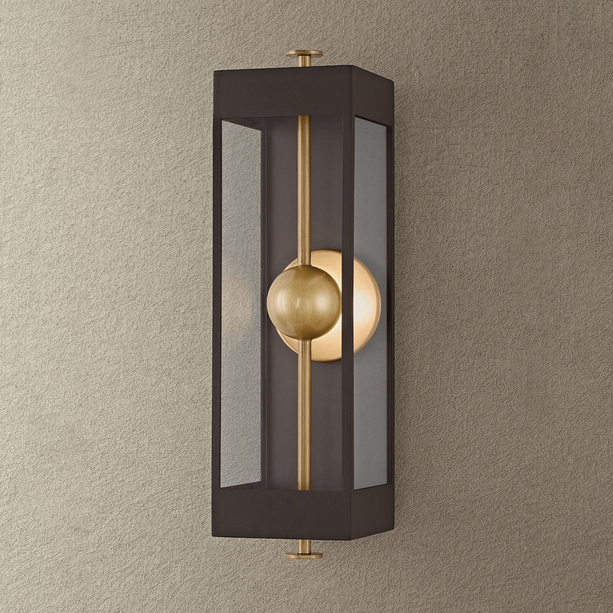 Garvey 1-Light Exterior Wall Sconce in Textured Bronze 6W x 21H