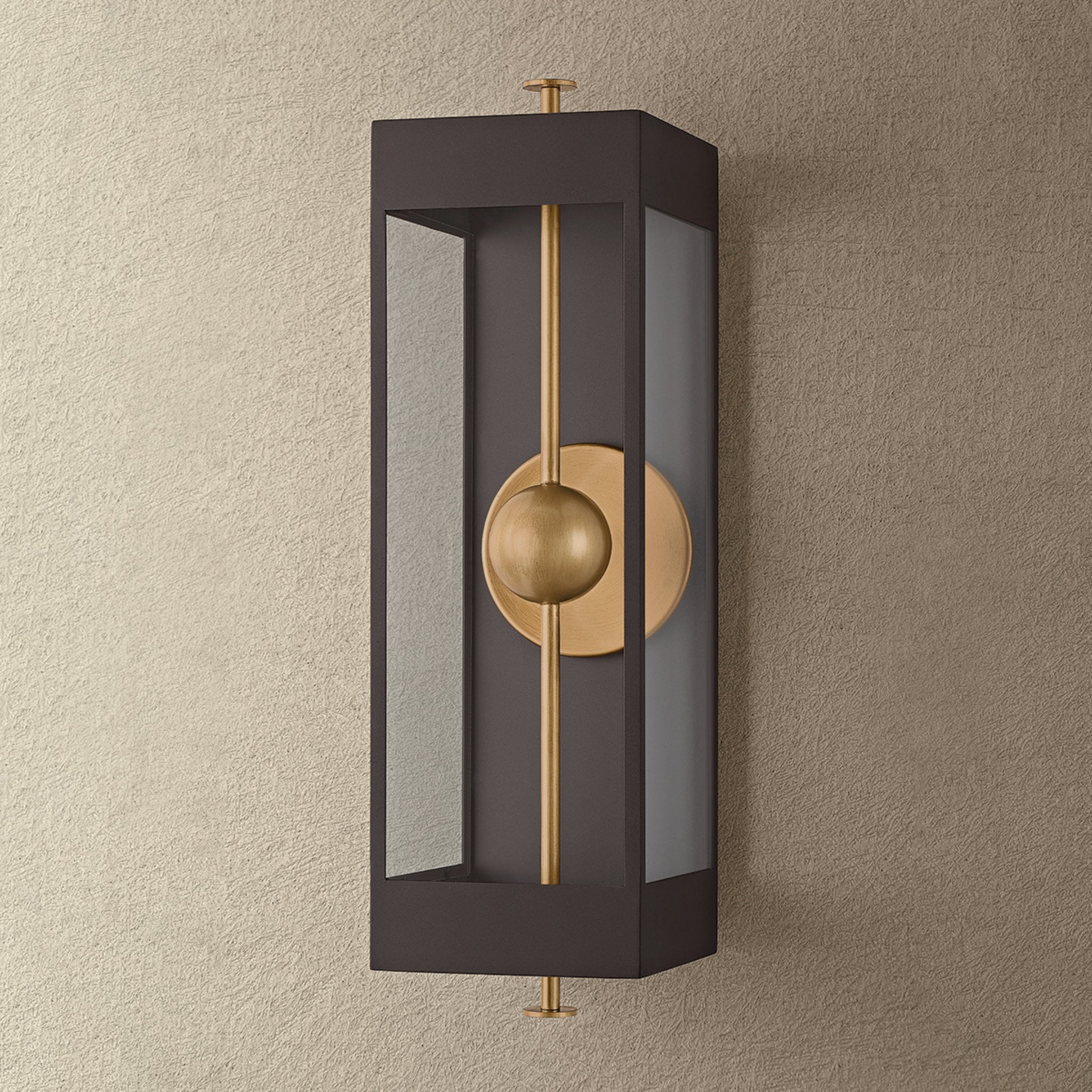 Garvey 1-Light Exterior Wall Sconce in Textured Bronze 8W x 27H