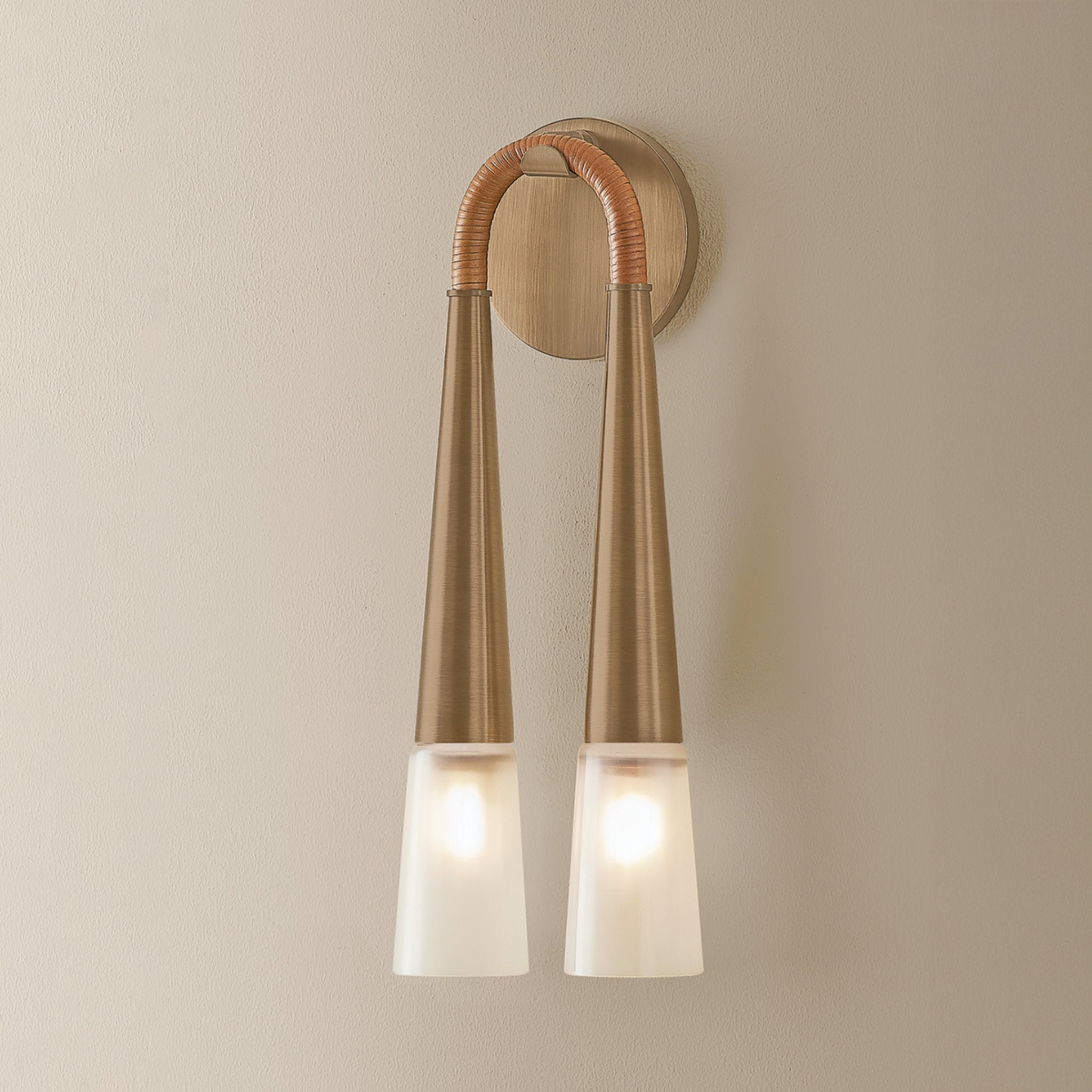 Hawke 2-Light Wall Sconce in Patina Brass 6W x 16.25H