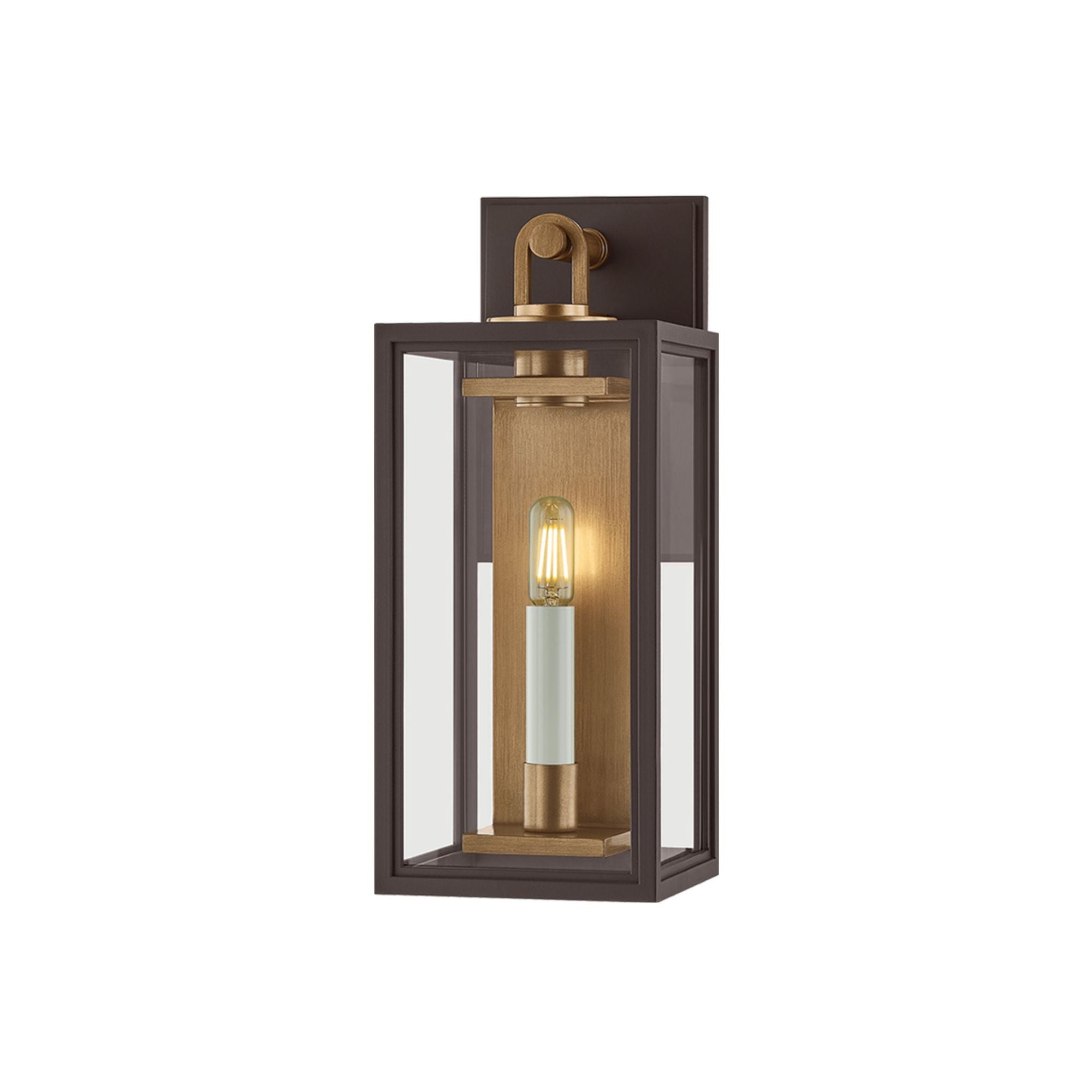 Arnold Wall Sconce 1-Light Outdoor LED in Patina Brass/Textured Bronze 6W x 14.75H