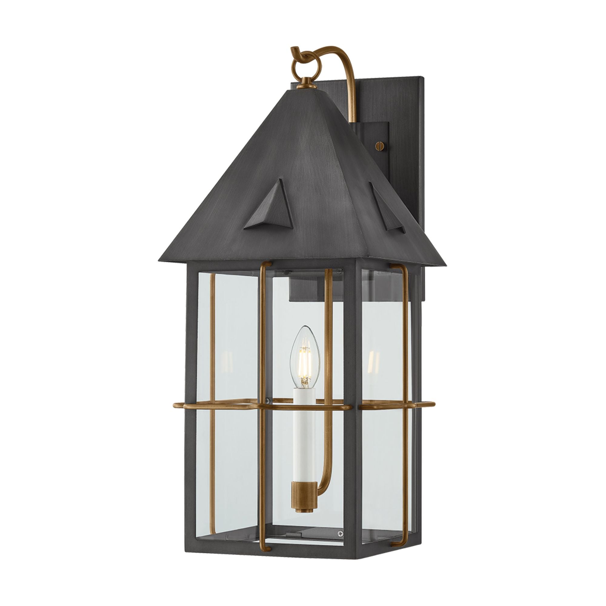 Toby 1-Light Exterior Wall Sconce in Patina Brass 9.75W x 23H