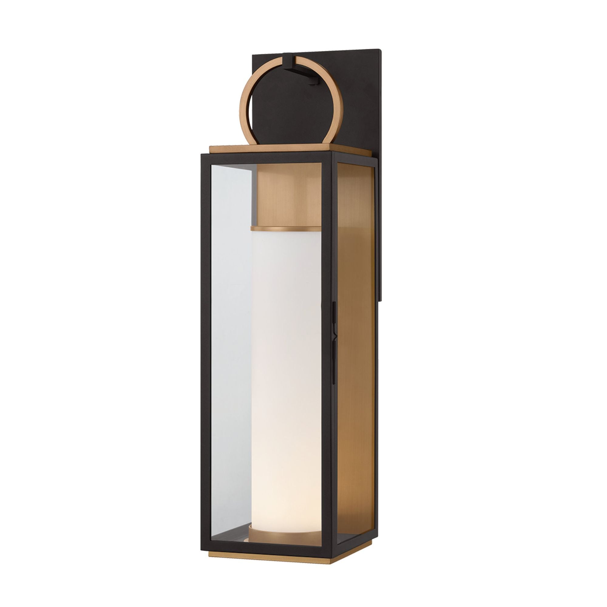 Gareth Wall Sconce 1-Light Outdoor LED in Patina Brass/Textured Black 8W x 29.25H
