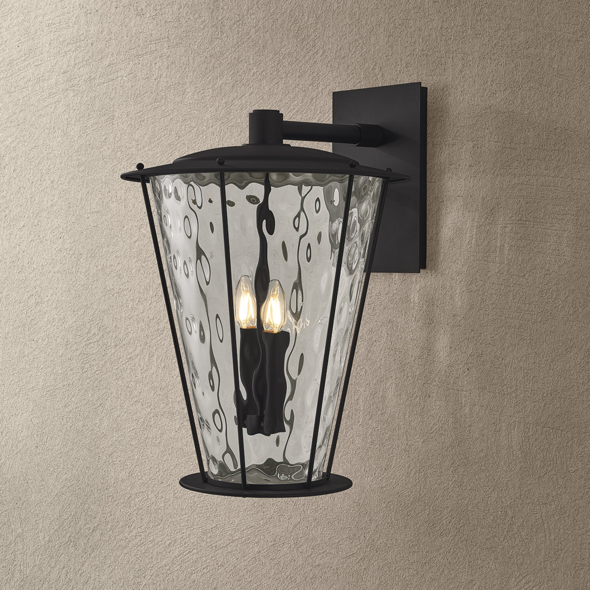 Jantzen 2-Light Exterior Wall Sconce in Texture Black 15W x 21.5H