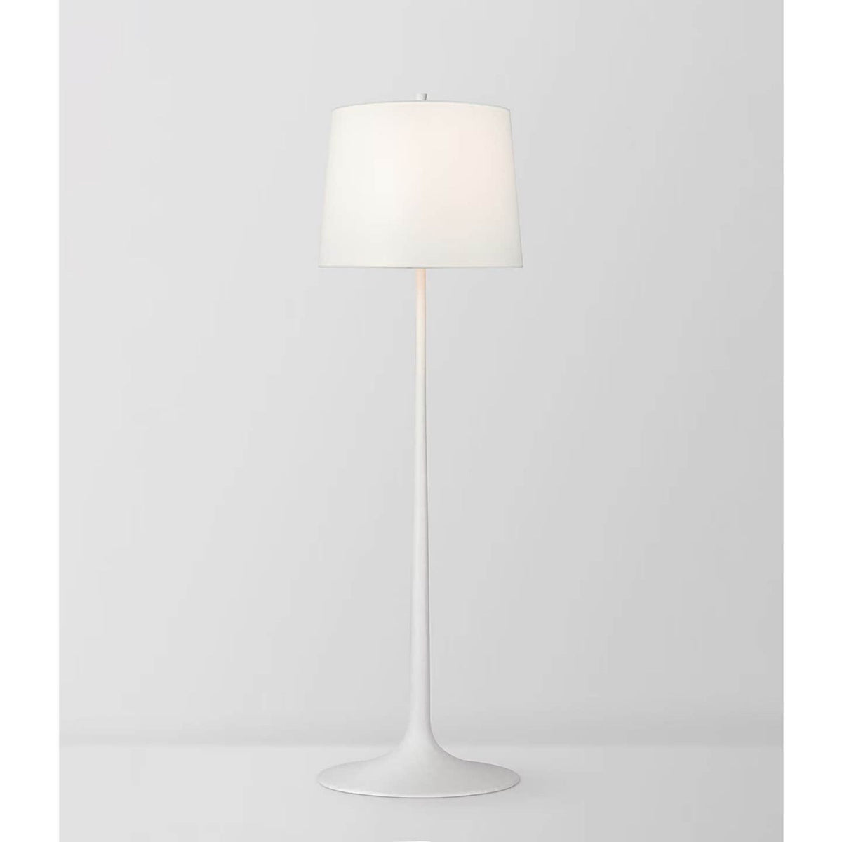 Barbara Barry Oscar Large Sculpted Floor Lamp in Plaster White with Linen Shade W18.5" x H62.25"