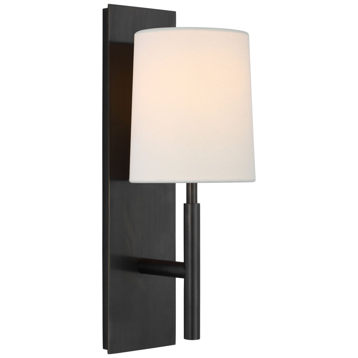 Barbara Barry Clarion Medium Sconce in Bronze with Linen Shade W5.5" x H16" x E6.75"