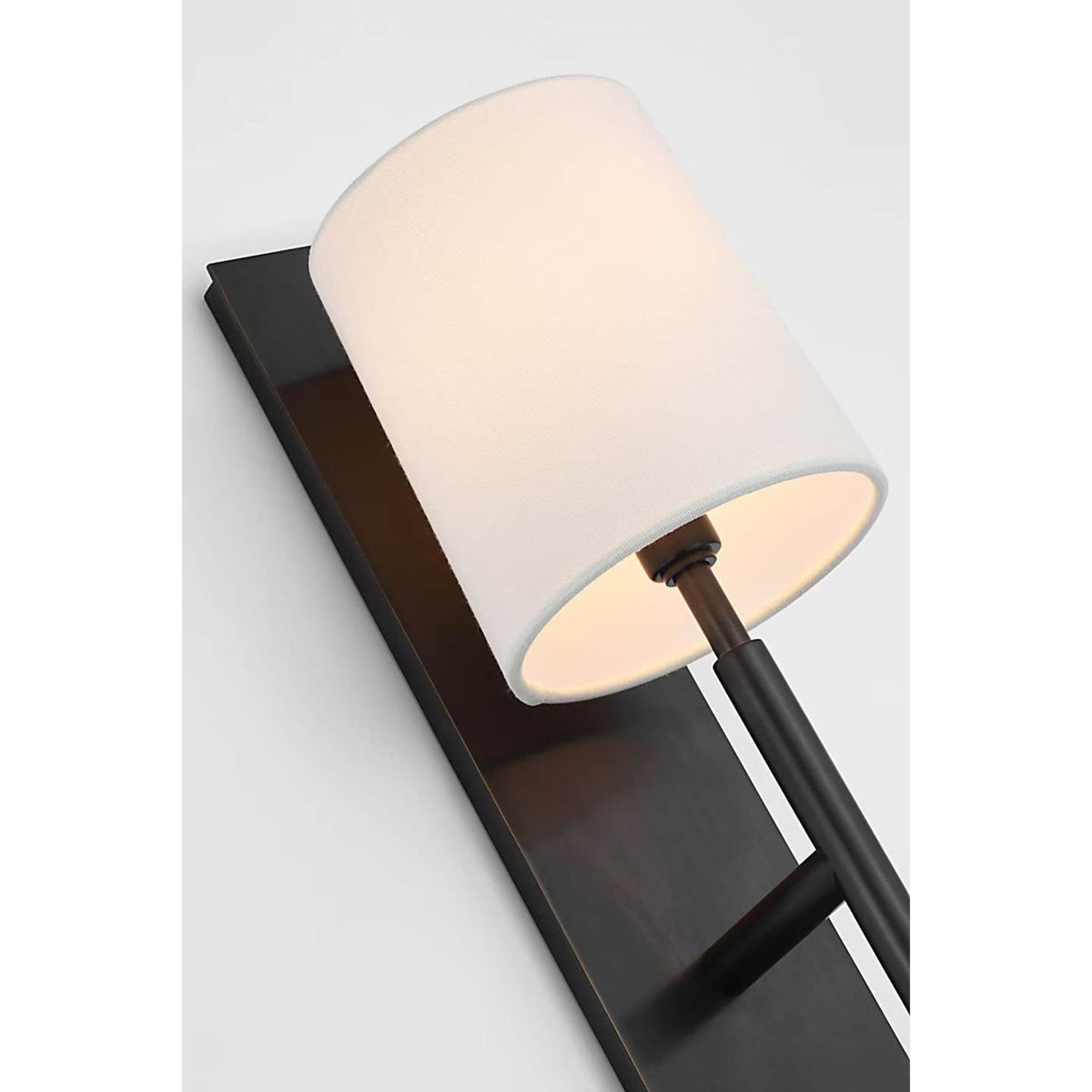 Barbara Barry Clarion Medium Sconce in Bronze with Linen Shade W5.5" x H16" x E6.75"