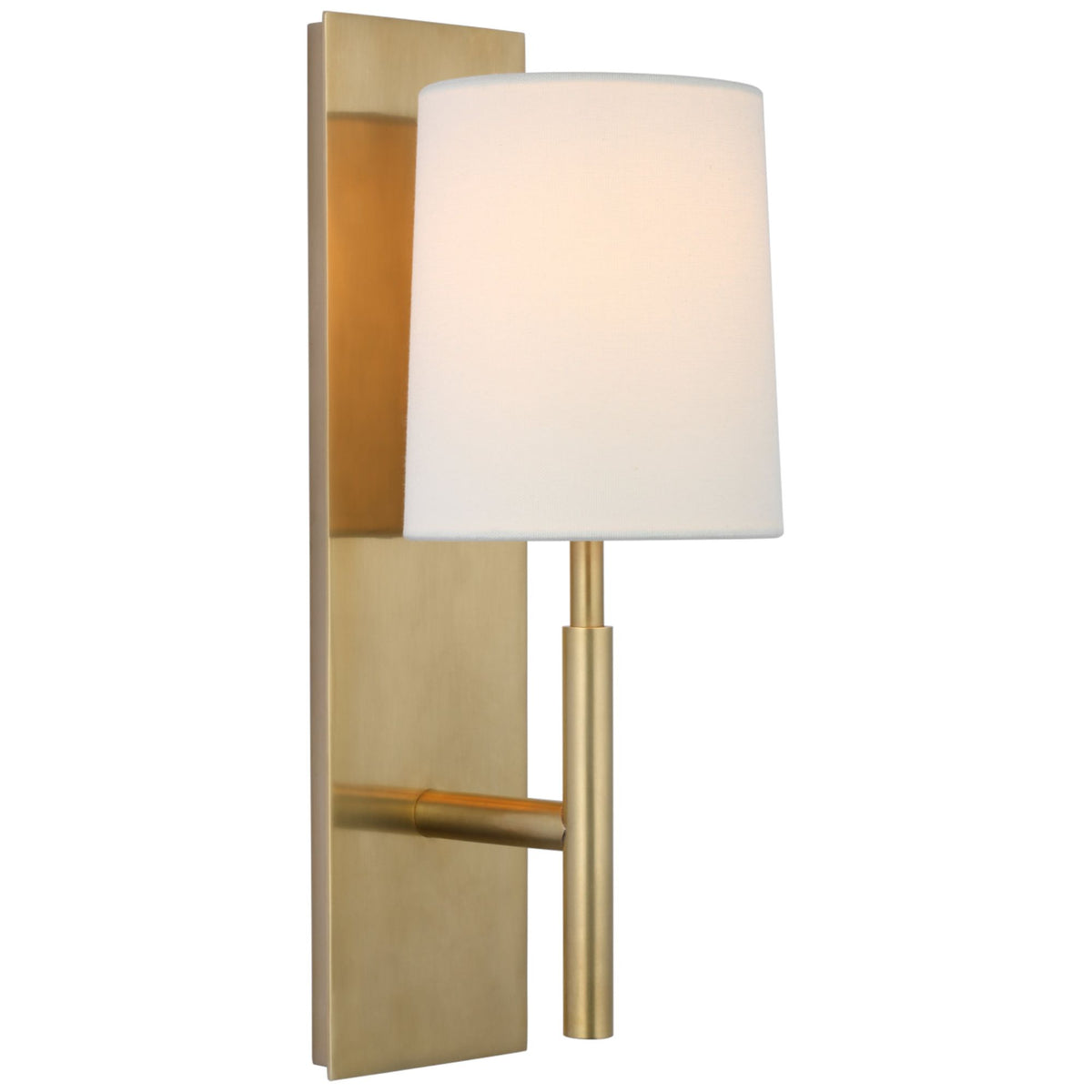 Barbara Barry Clarion Medium Sconce in Soft Brass with Linen Shade W5.5" x H16" x E6.75"