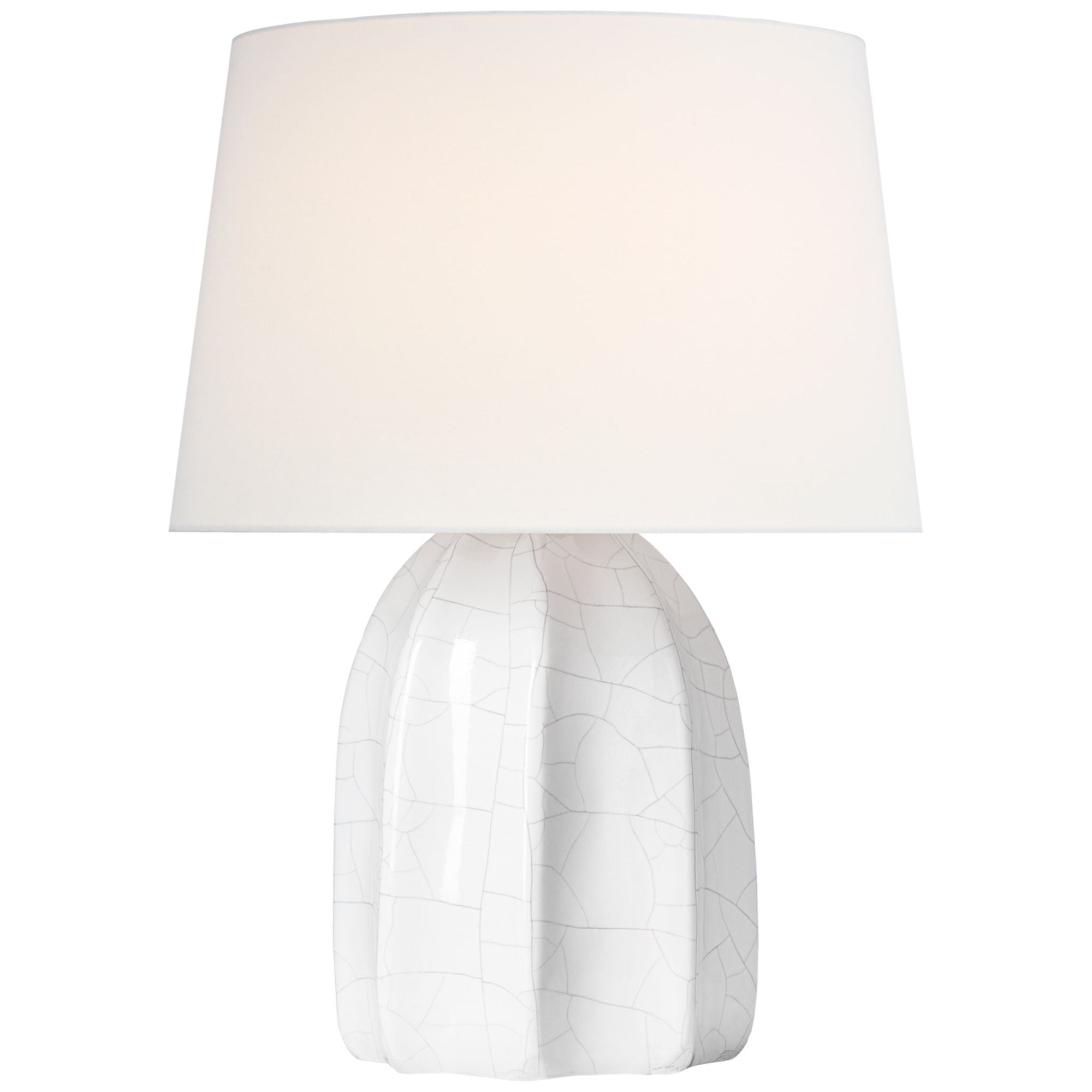 Barbara Barry Melanie 12" Cordless Accent Lamp in Crackled Ivory with Linen Shade Table Lamp W8.5" x H12"