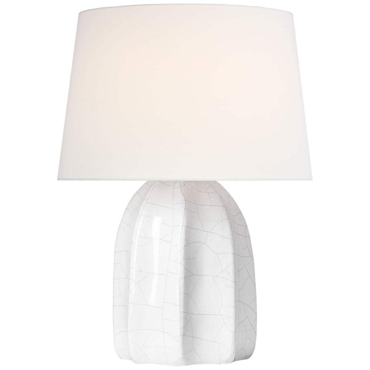 Barbara Barry Melanie 12" Cordless Accent Lamp in Crackled Ivory with Linen Shade W8.5" x H12"