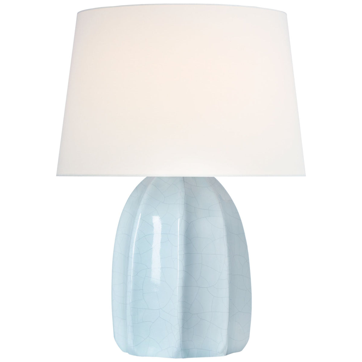 Barbara Barry Melanie 12" Cordless Accent Lamp in Crackled Moonseed with Linen Shade W8.5" x H12"