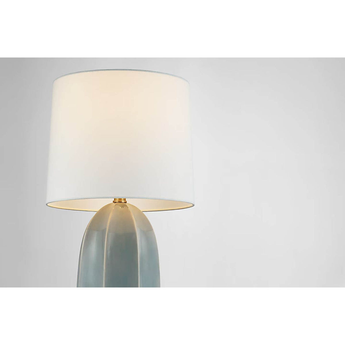 Barbara Barry Melanie Large Table Lamp in Sky Gray with Linen Shade W15.5" x H28"