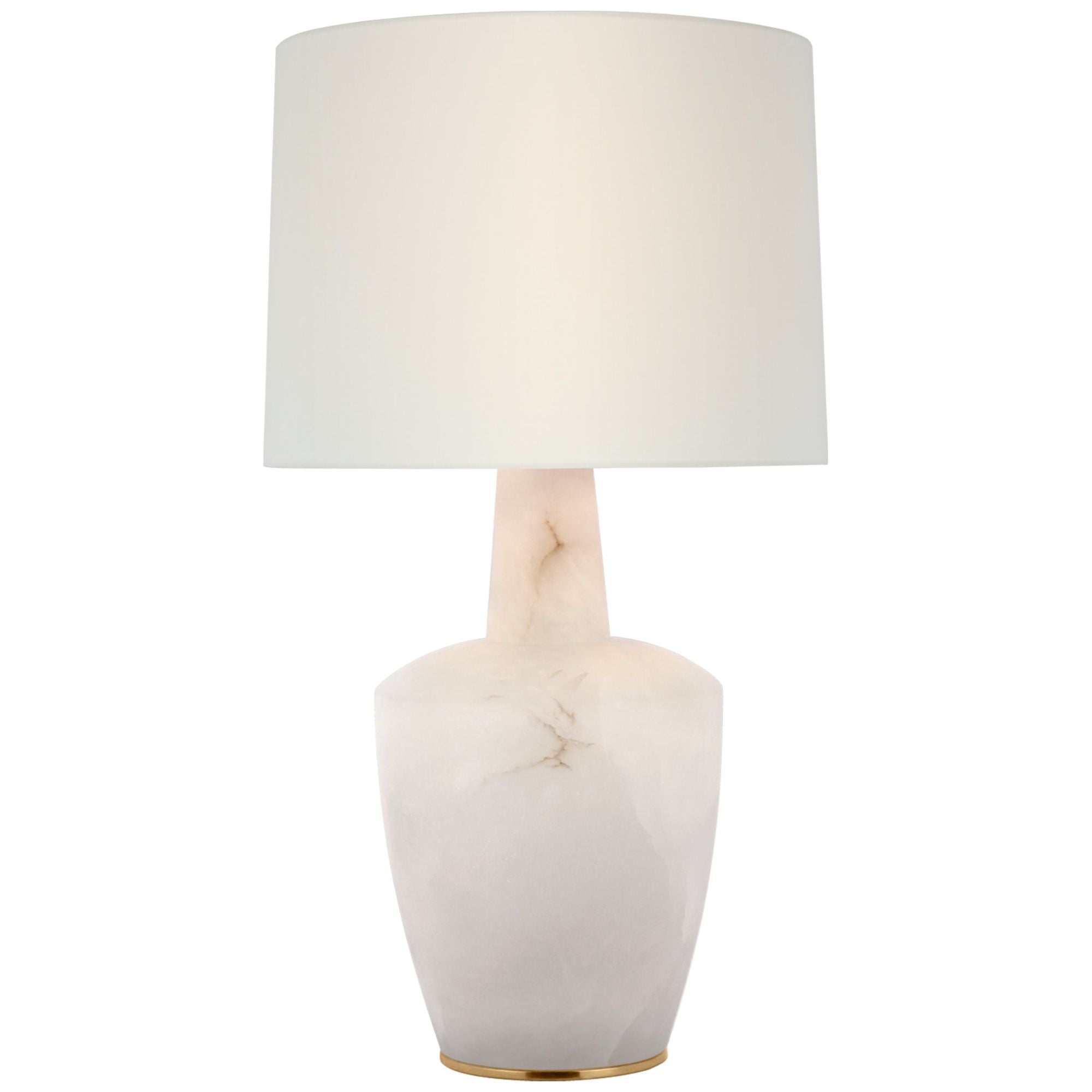 Barbara Barry Paros 31" Table Lamp in Alabaster with Linen Drum Shade W17" x H31"