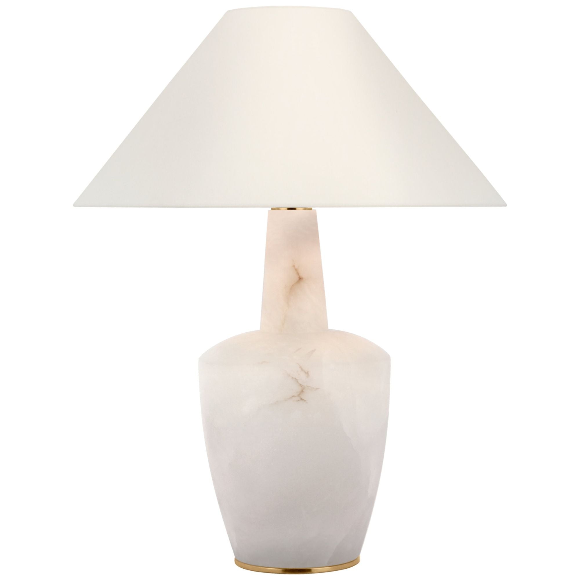 Barbara Barry Paros 31" Table Lamp in Alabaster with Linen Flare Shade W23.75" x H31"