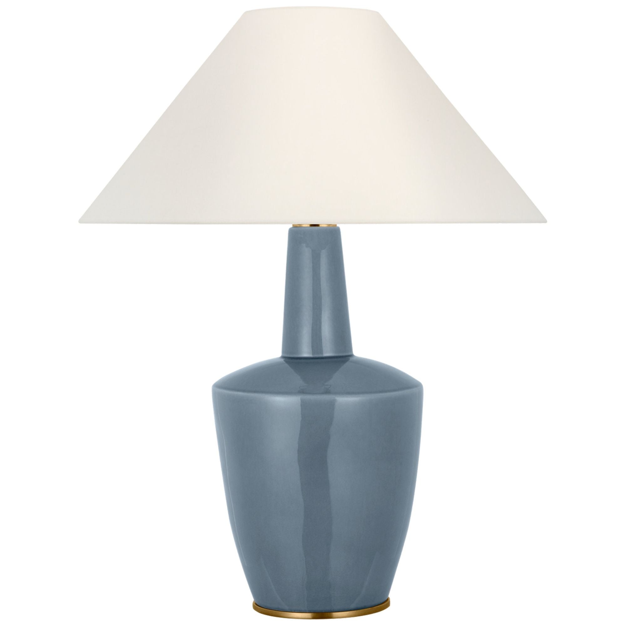 Barbara Barry Paros 31" Table Lamp in Polar Blue Crackle with Linen Flare Shade W23.75" x H31"
