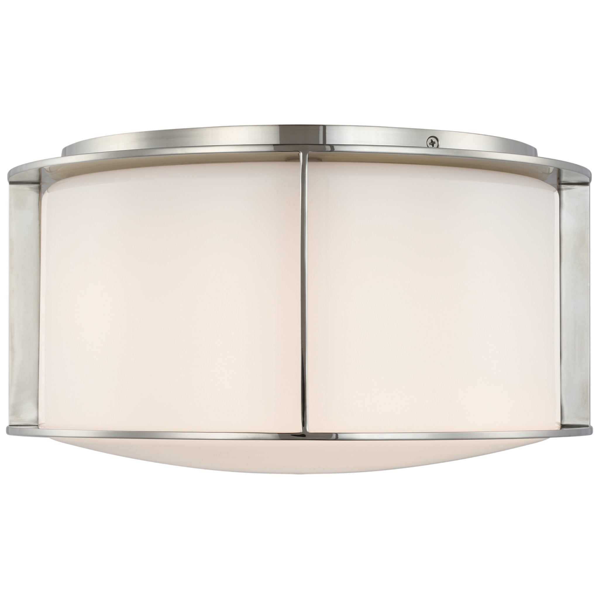 Barbara Barry Phinn 13" Flush Mount in Polished Nickel with White Glass Ceiling Light W13" x H7"